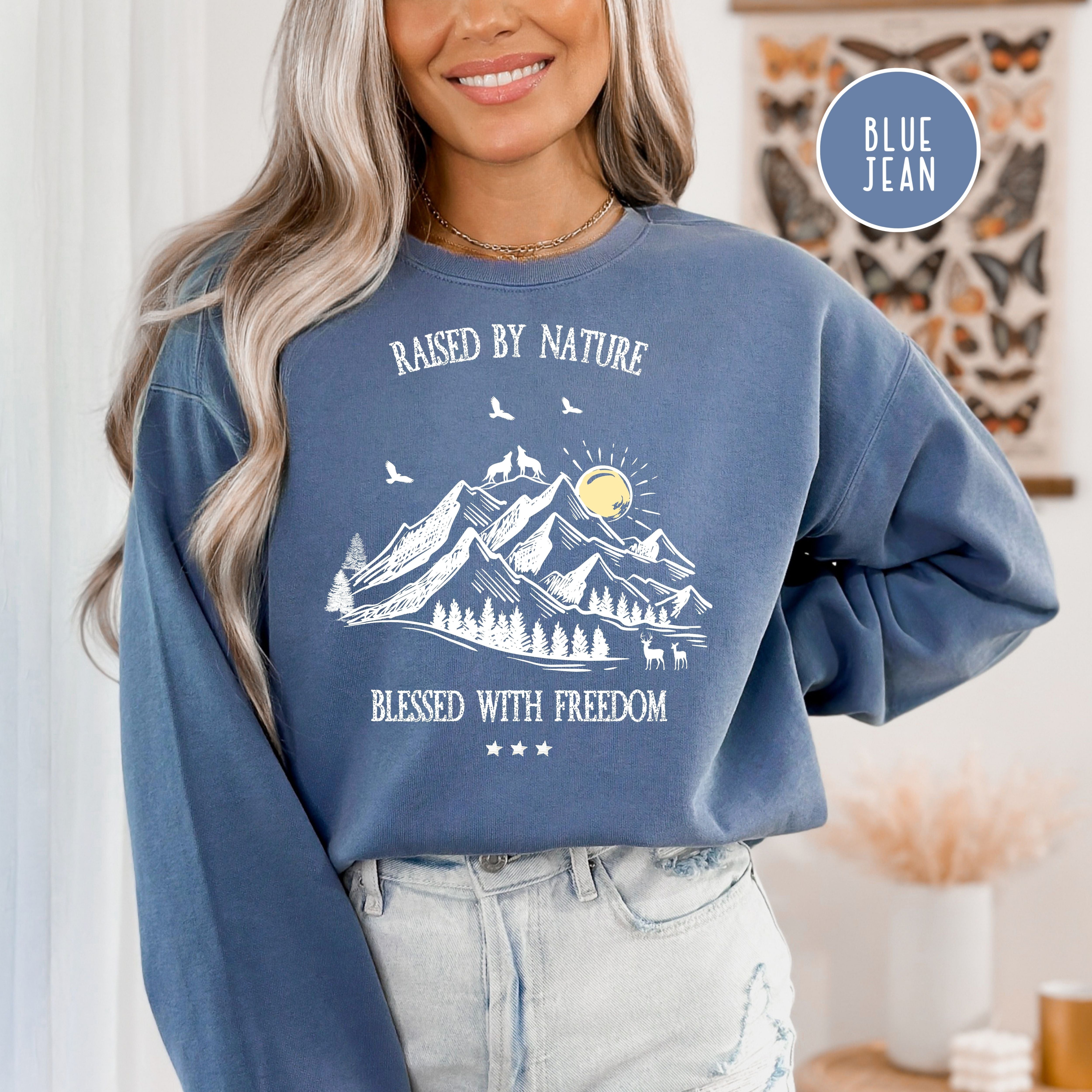 Raised By Nature Blessed with Freedom Comfort Colors® Sweatshirt