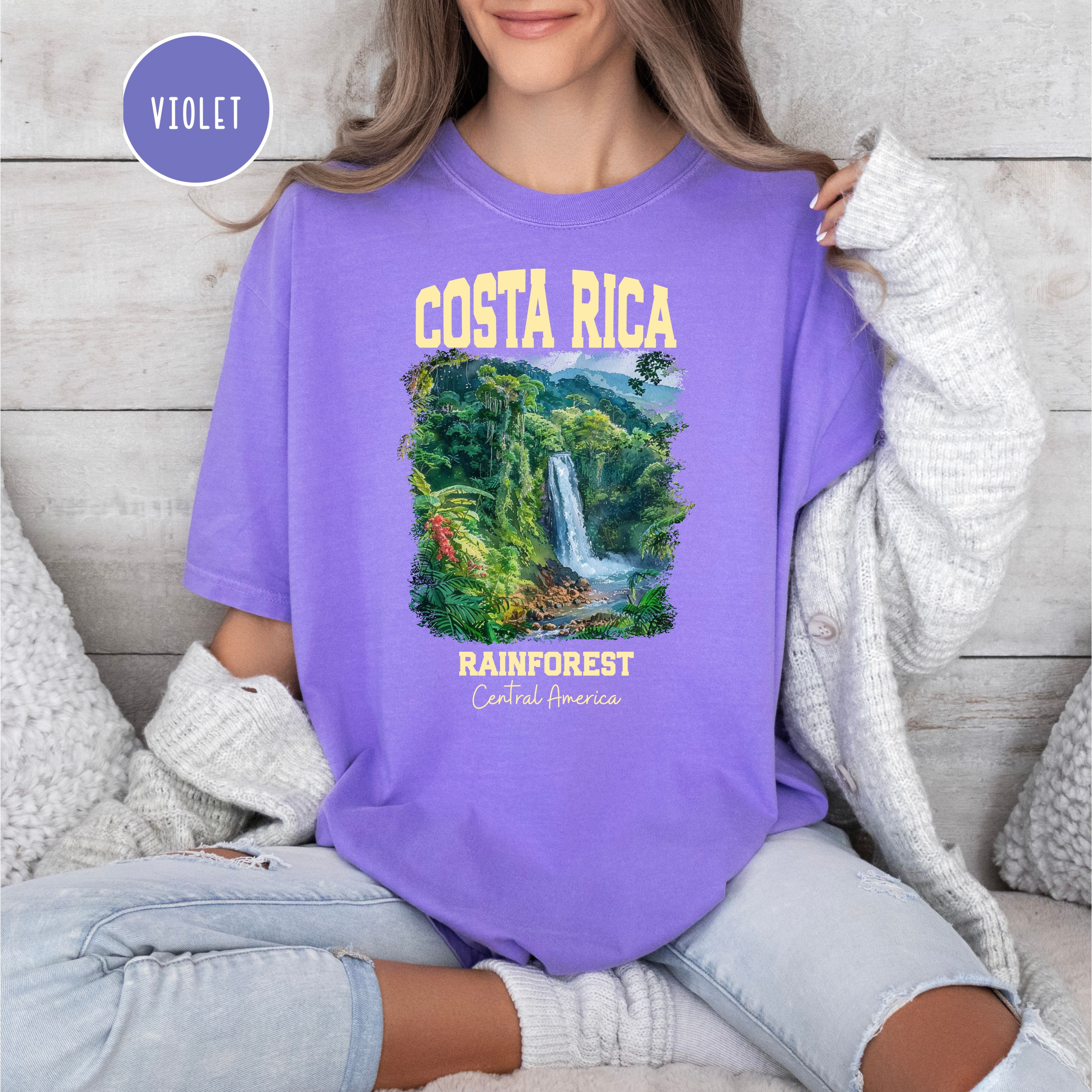 Costa Rica Rainforest Waterfall Comfort Colors T-Shirt, Costa Rica Shirt