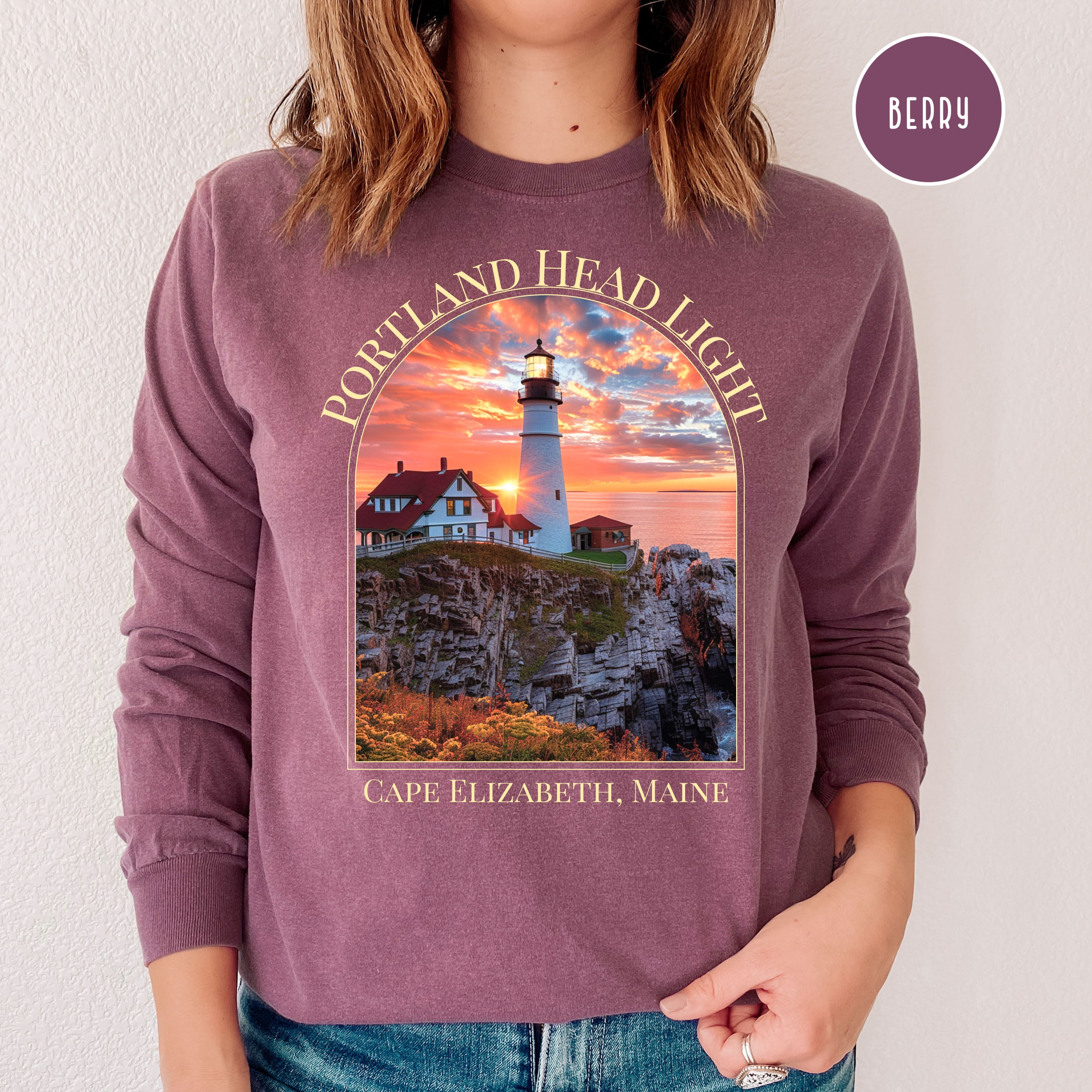 Portland Head Light Cape Elizabeth Maine Comfort Colors® Long Sleeve Tee
