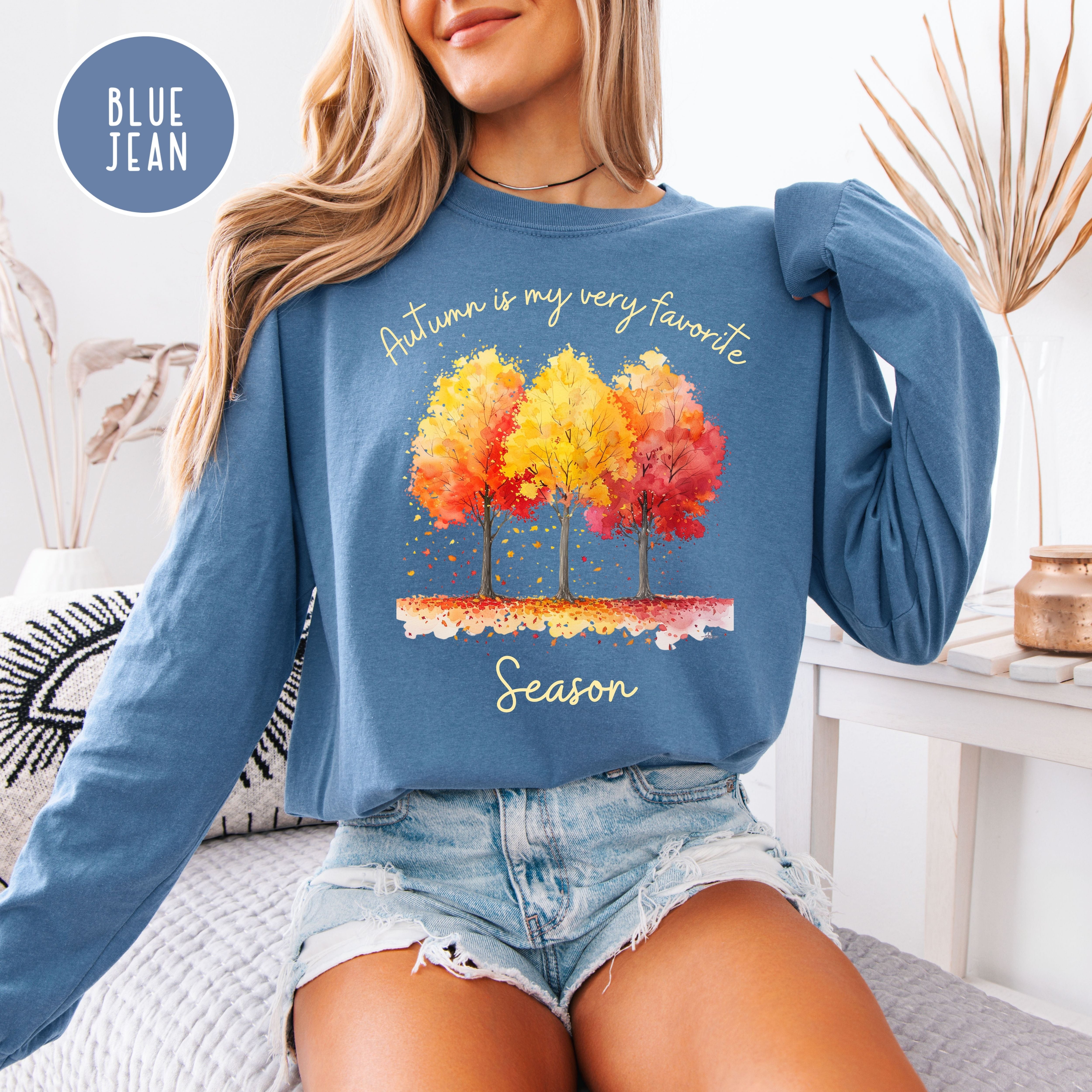 Autumn is My Very Favorite Season Long Sleeve Unisex Comfort Colors Fall Tee Shirt