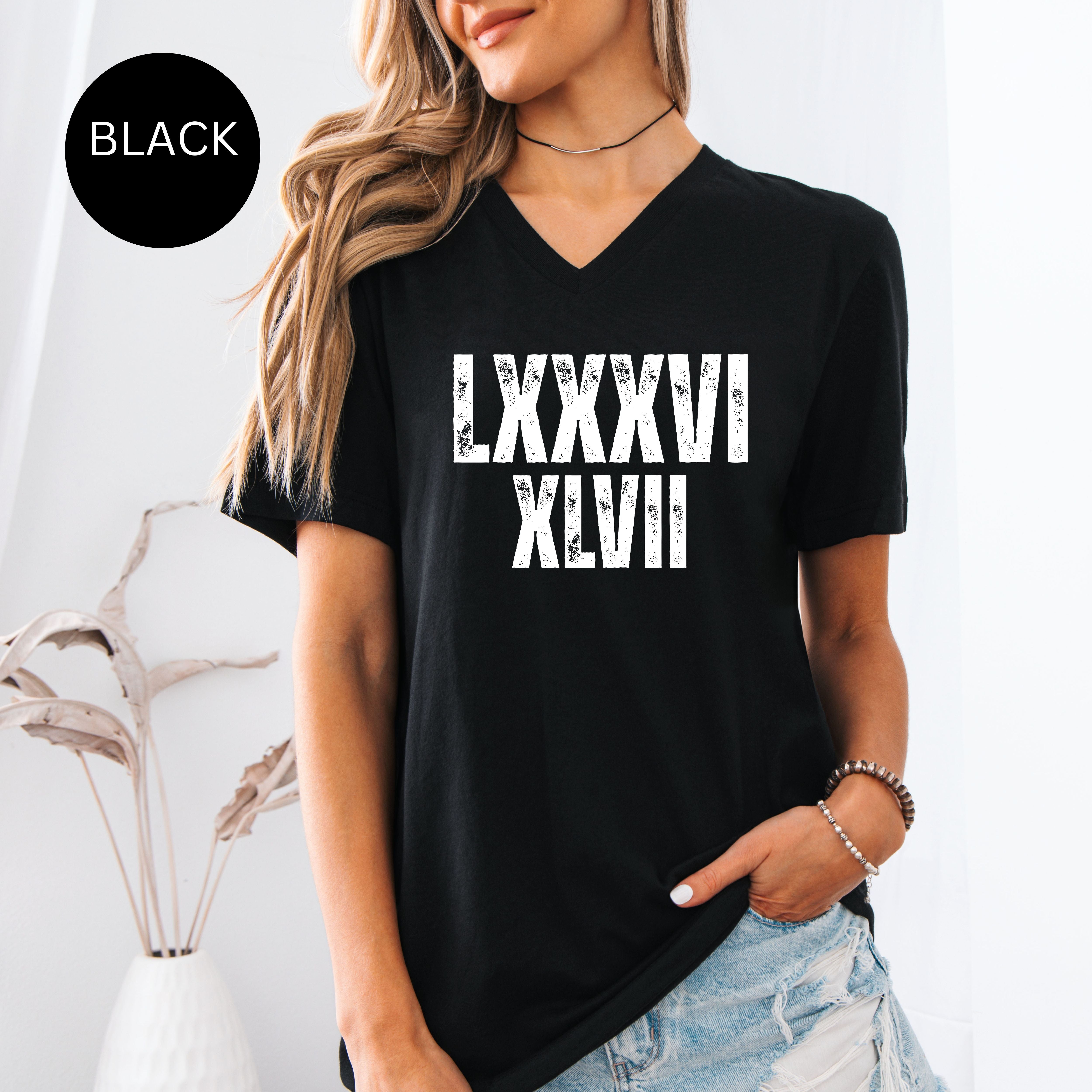 Subtle Anti-Trump 8647 in Roman Numerals Bella Canvas V-Neck Tee