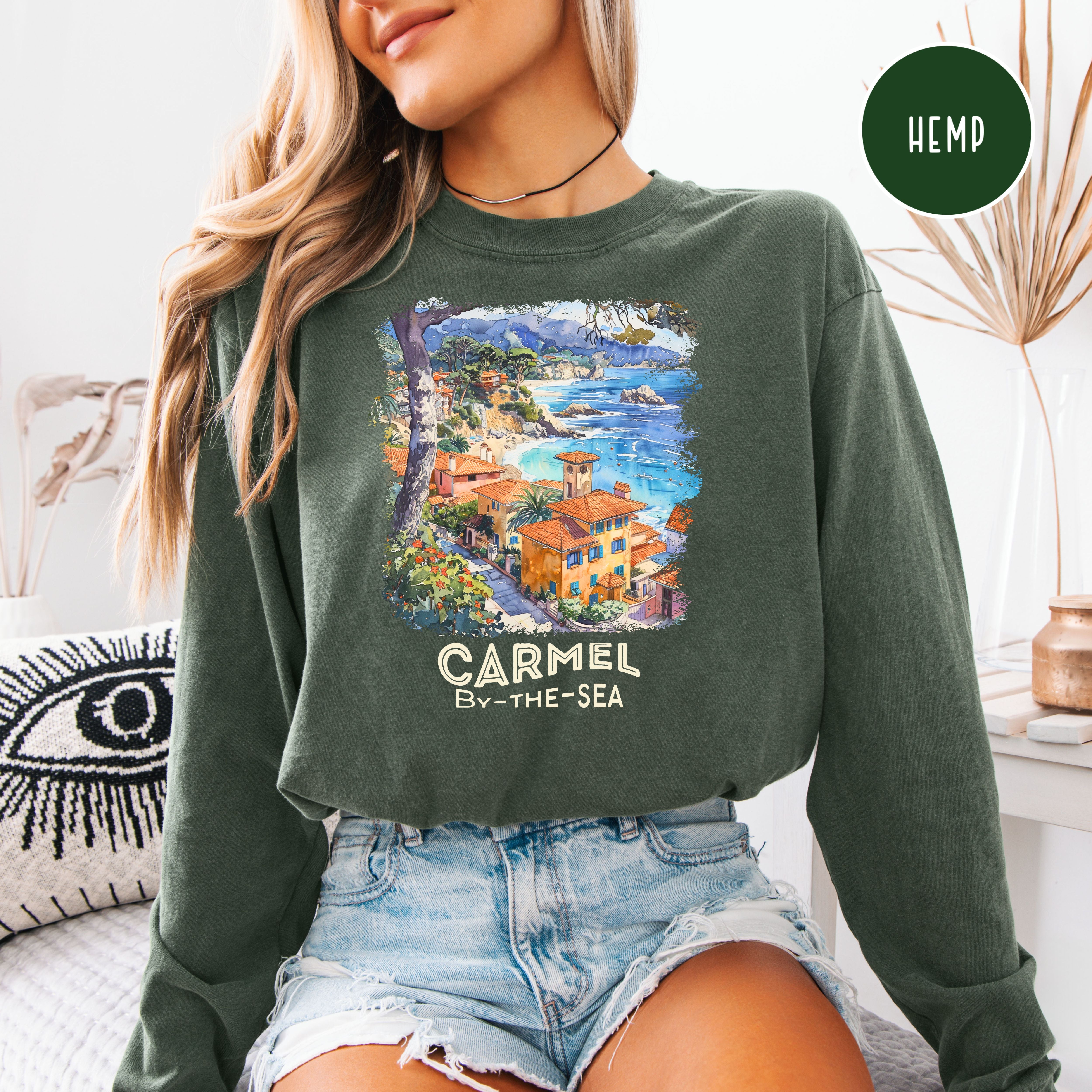 Carmel By The Sea Unisex Long Sleeve Comfort Colors T-Shirt, Monterey Carmel Vacation Shirt