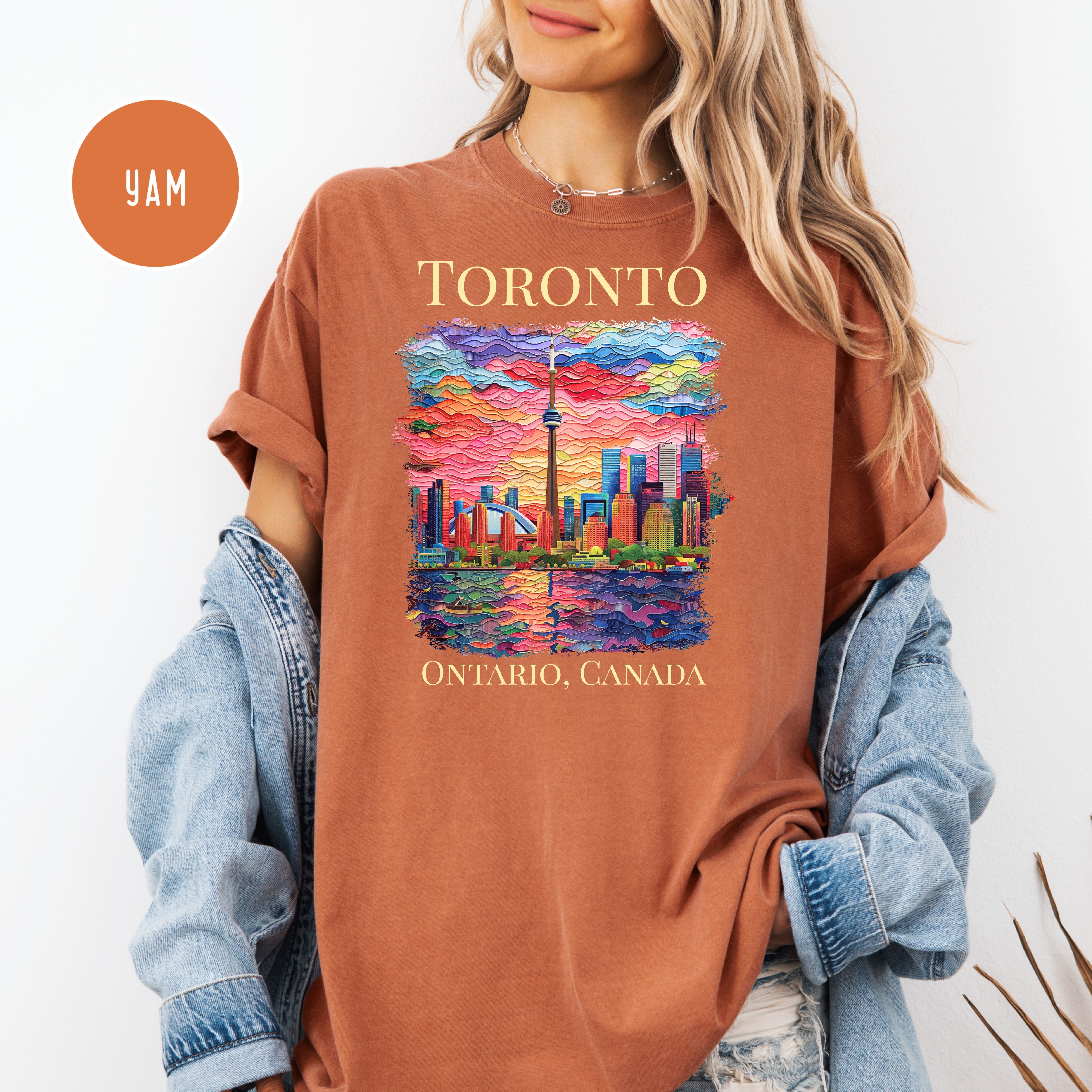 Toronto Ontario Canada Skyline Comfort Colors Gift Tee Shirt, Toronto Faux Texture Shirt