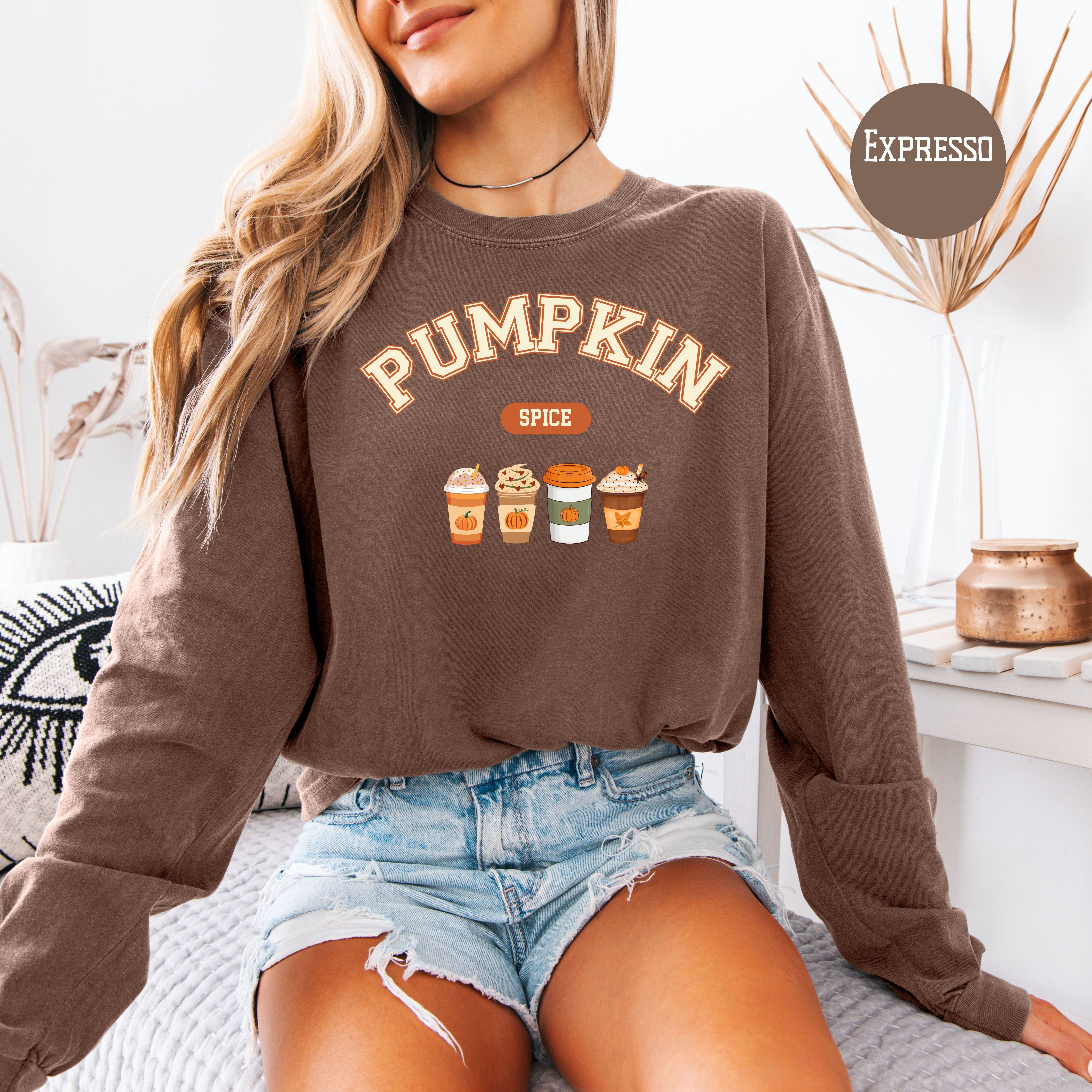 Pumpkin Spice Long Sleeve Comfort Colors Autumn Tee