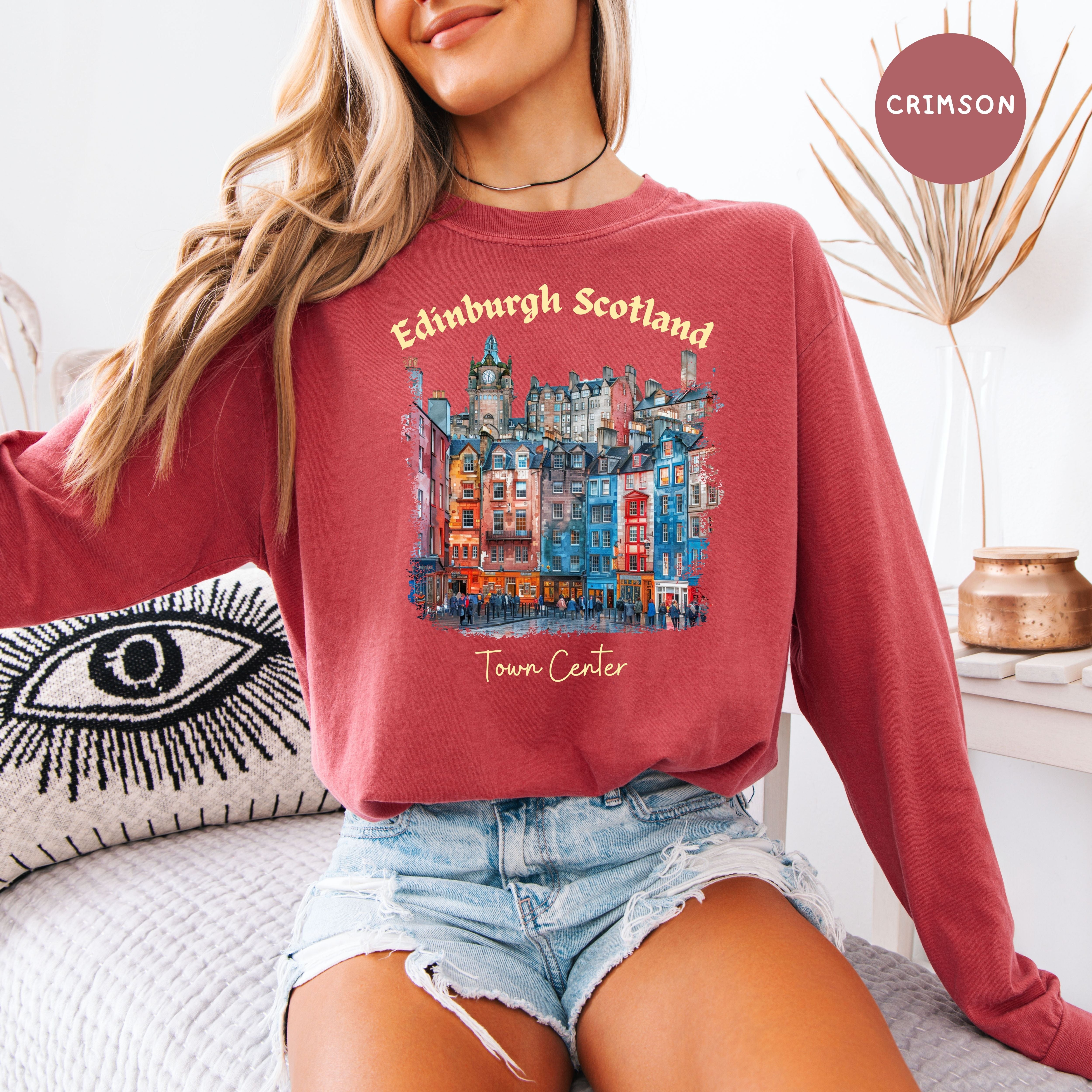 Edinburgh Scotland Town Center Comfort Colors Long Sleeve Vacation Tee
