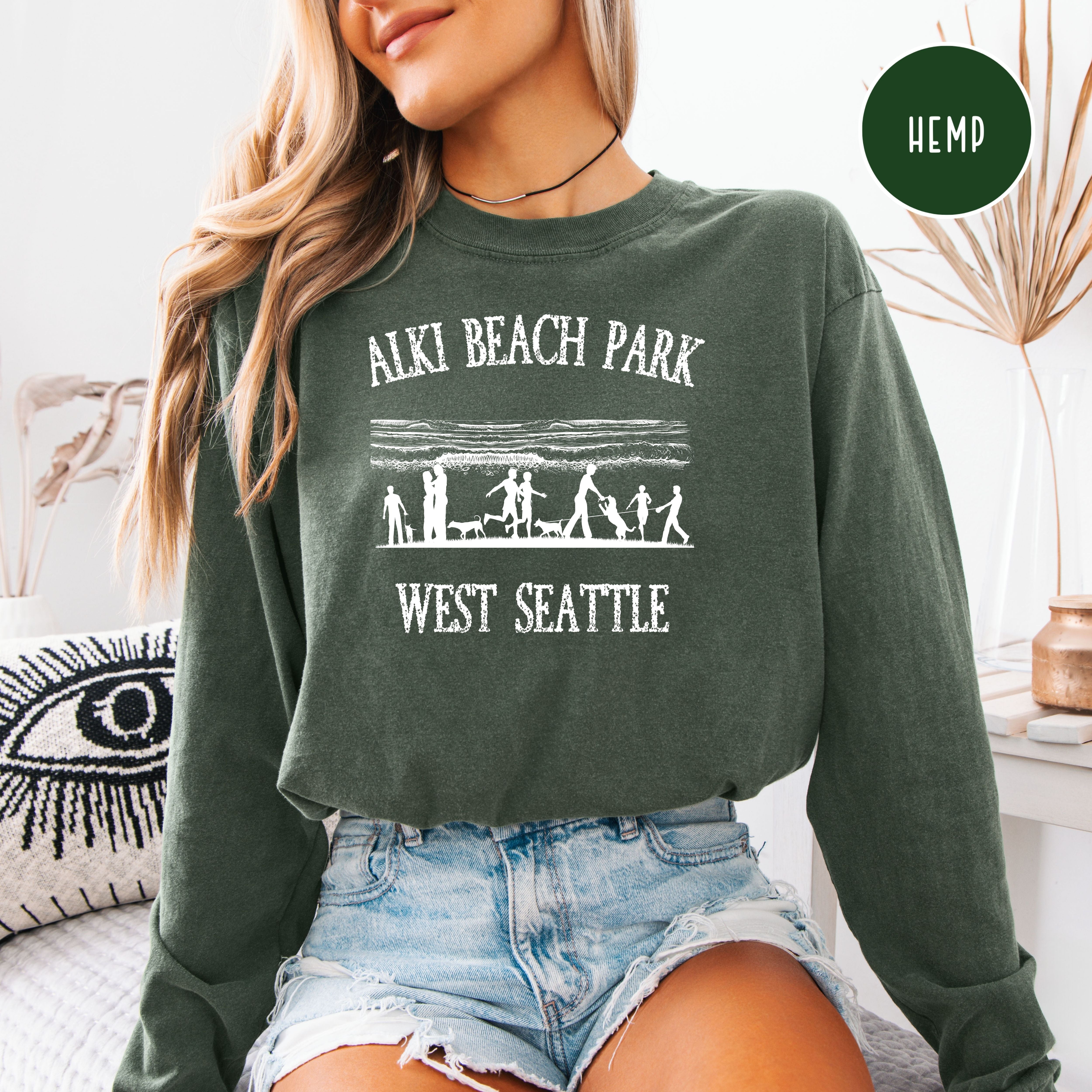 Alki Beach Park Seattle Unisex Comfort Colors Long Sleeve Tee