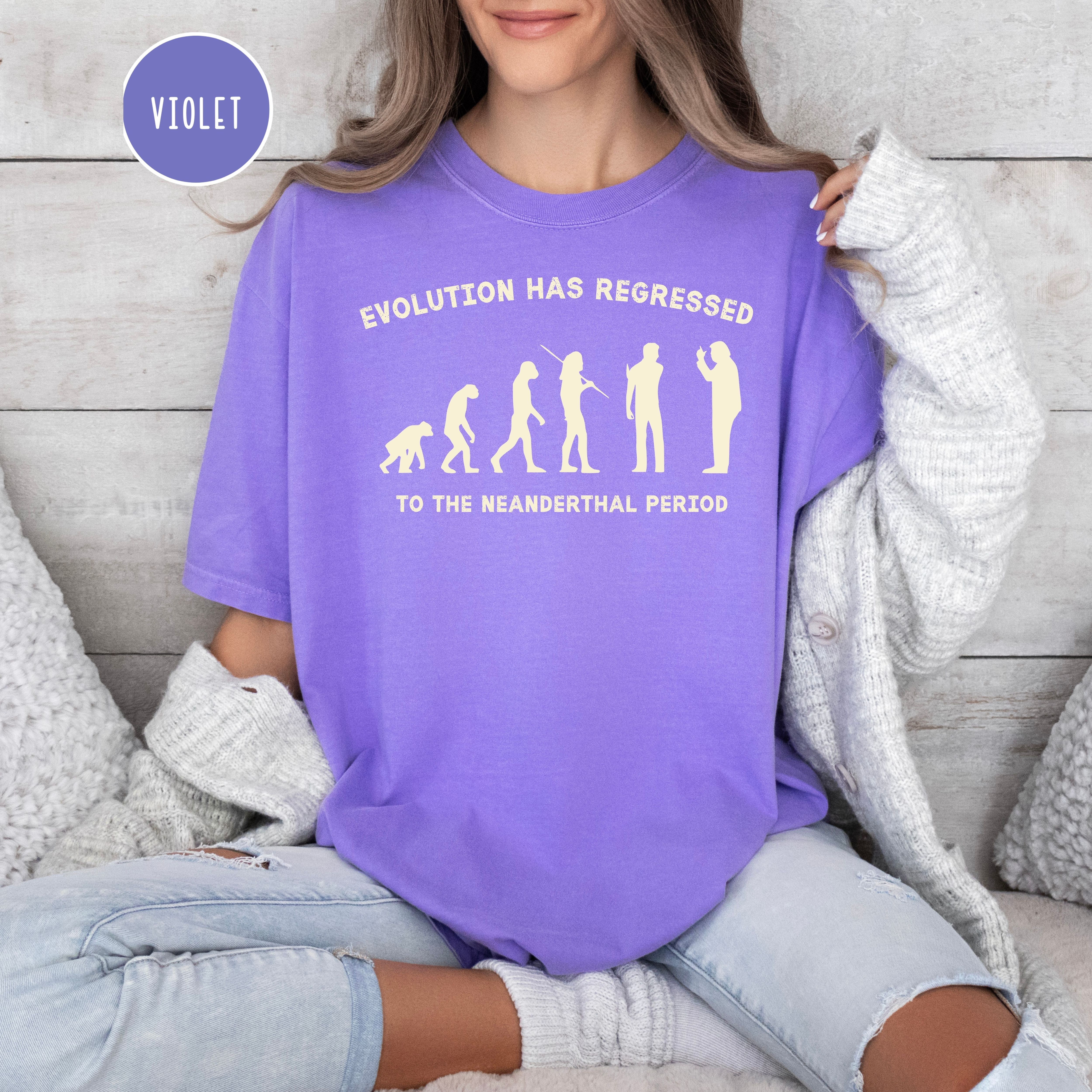 Evolution Regressed To Neanderthal Period Comfort Colors Anti Trump Tee