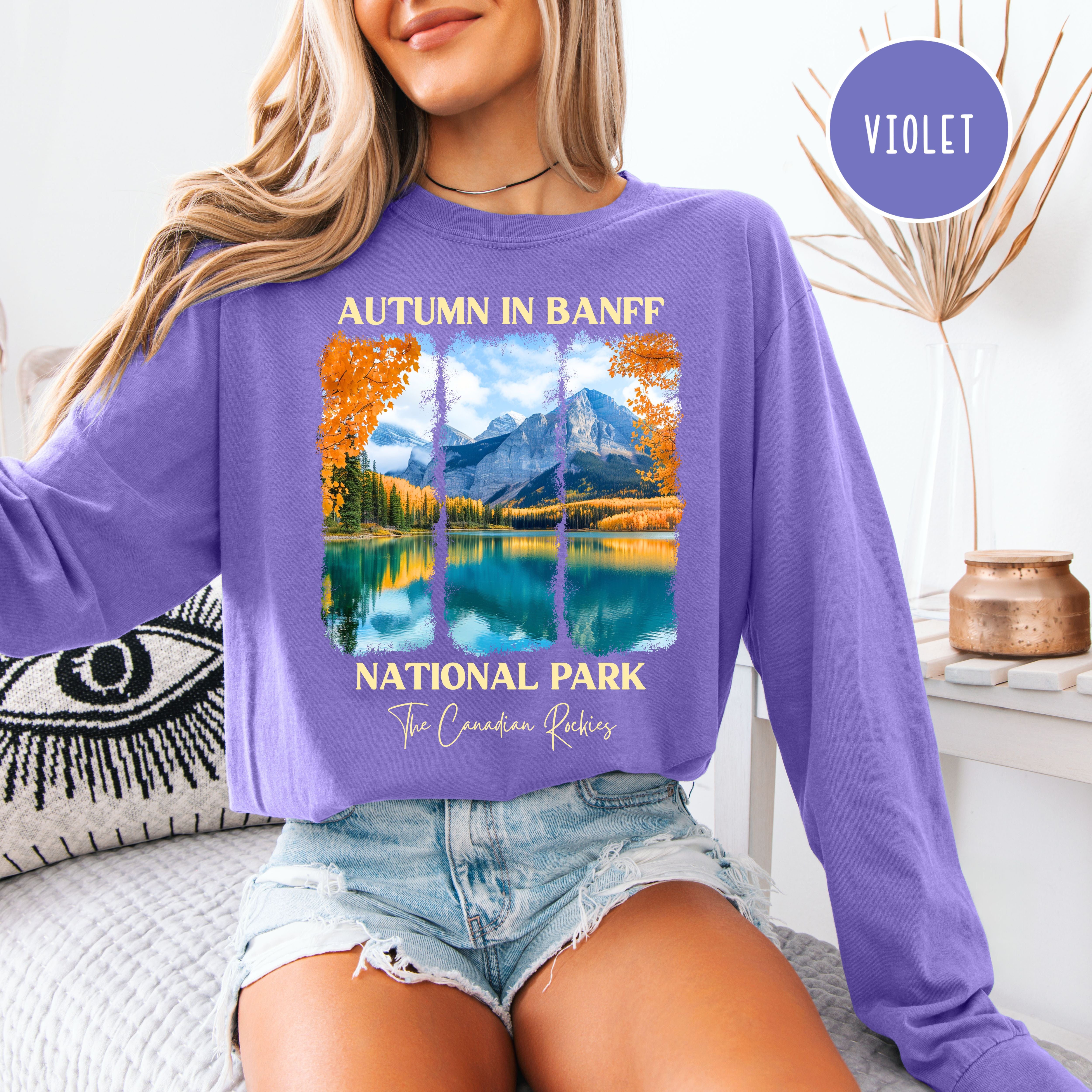 Autumn in Banff National Park Comfort Colors Unisex Long Sleeve Tee