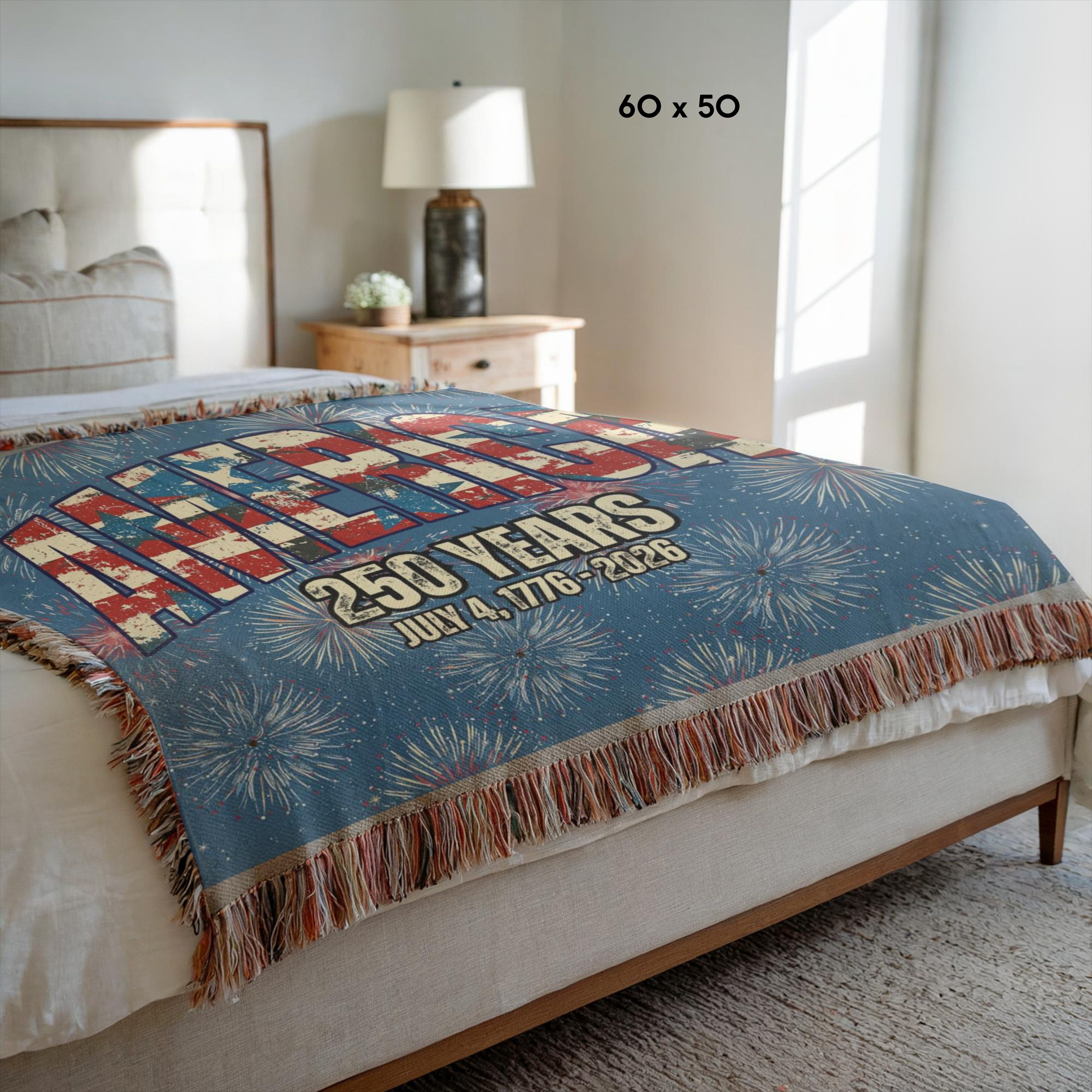 American 250th Anniversary 4th of July 2026 Woven Blanket
