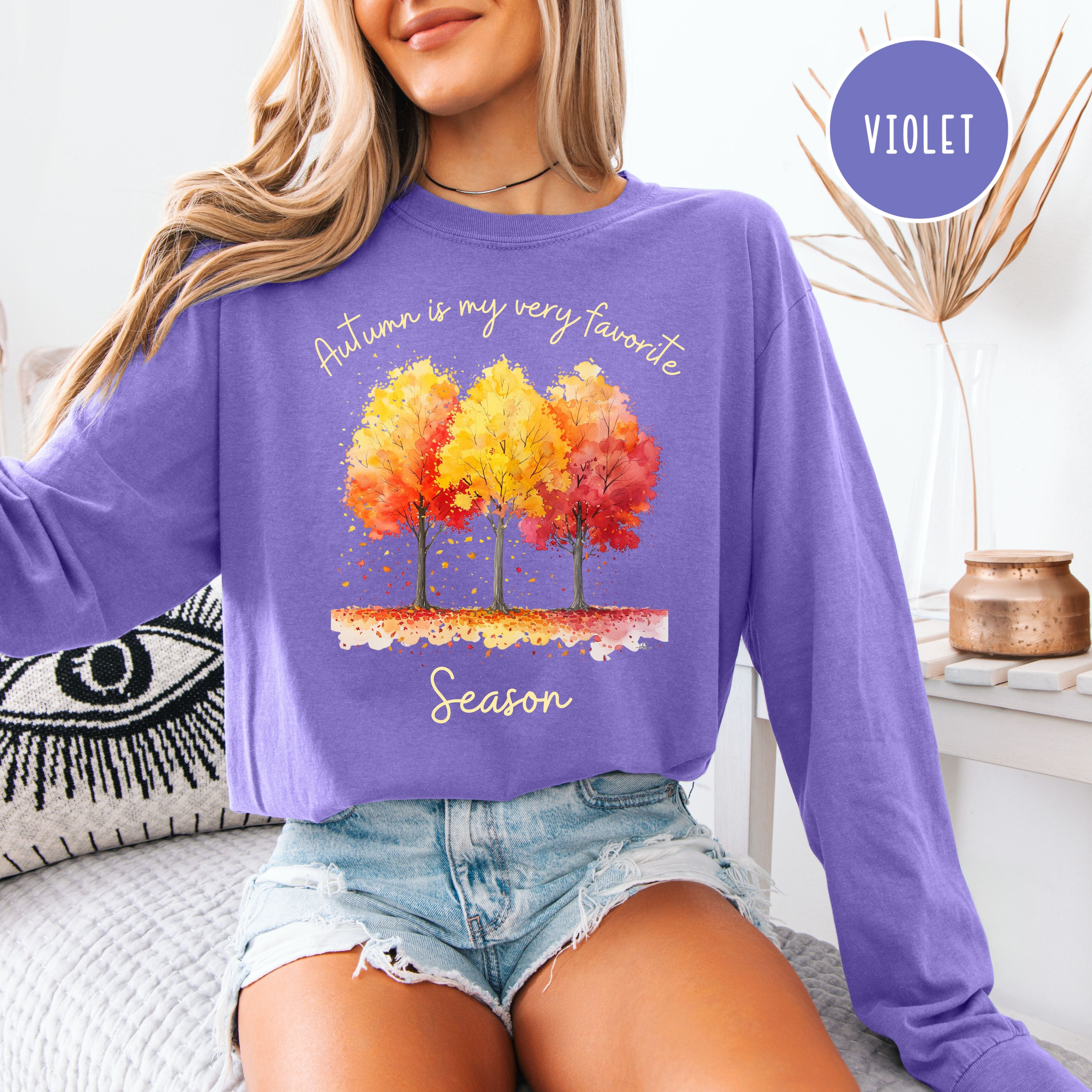 Autumn is My Very Favorite Season Long Sleeve Unisex Comfort Colors Fall Tee Shirt