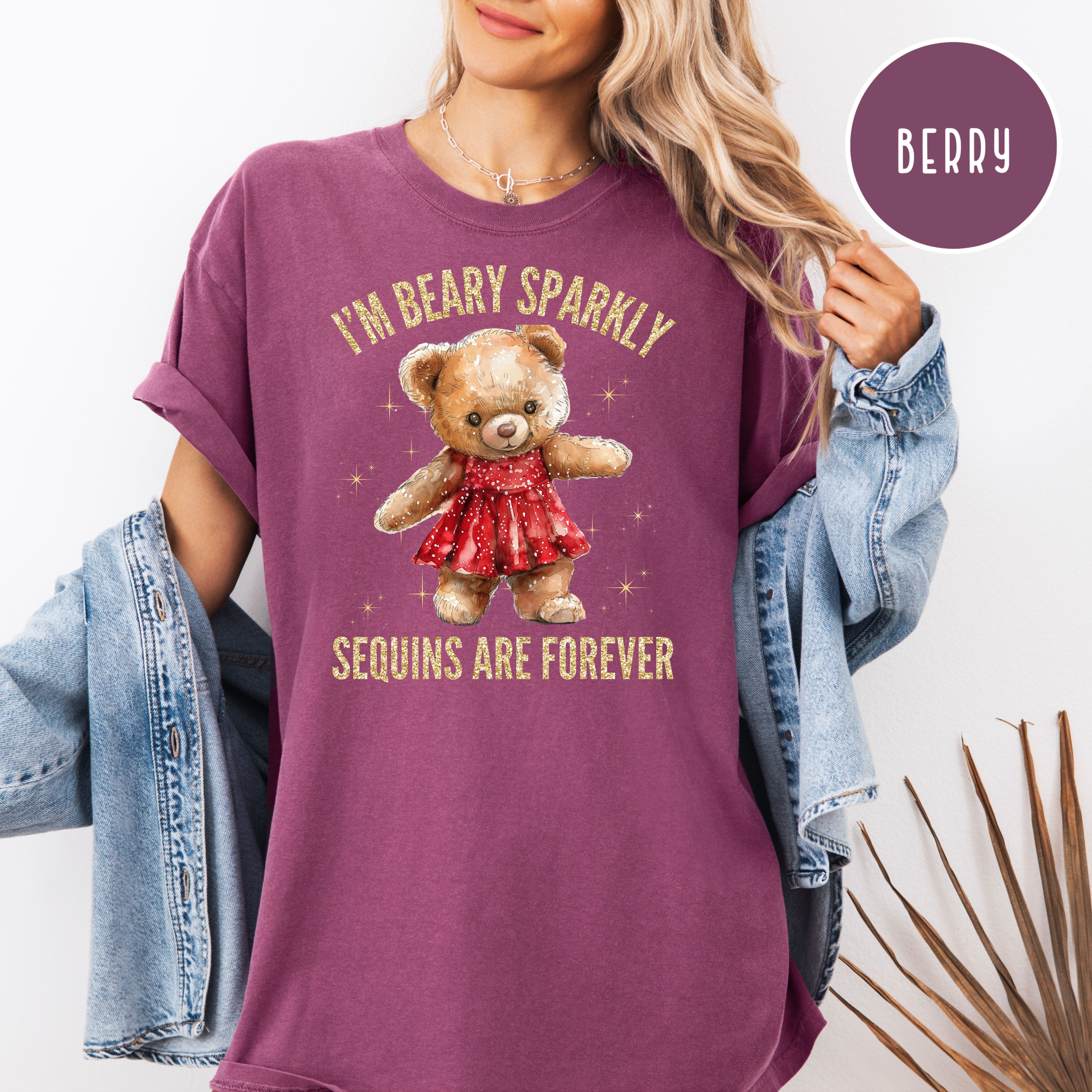Beary Sparkly Swiftie Showgirl Comfort Colors Tee, Teddy Bear Lover Swiftie Fans Shirt