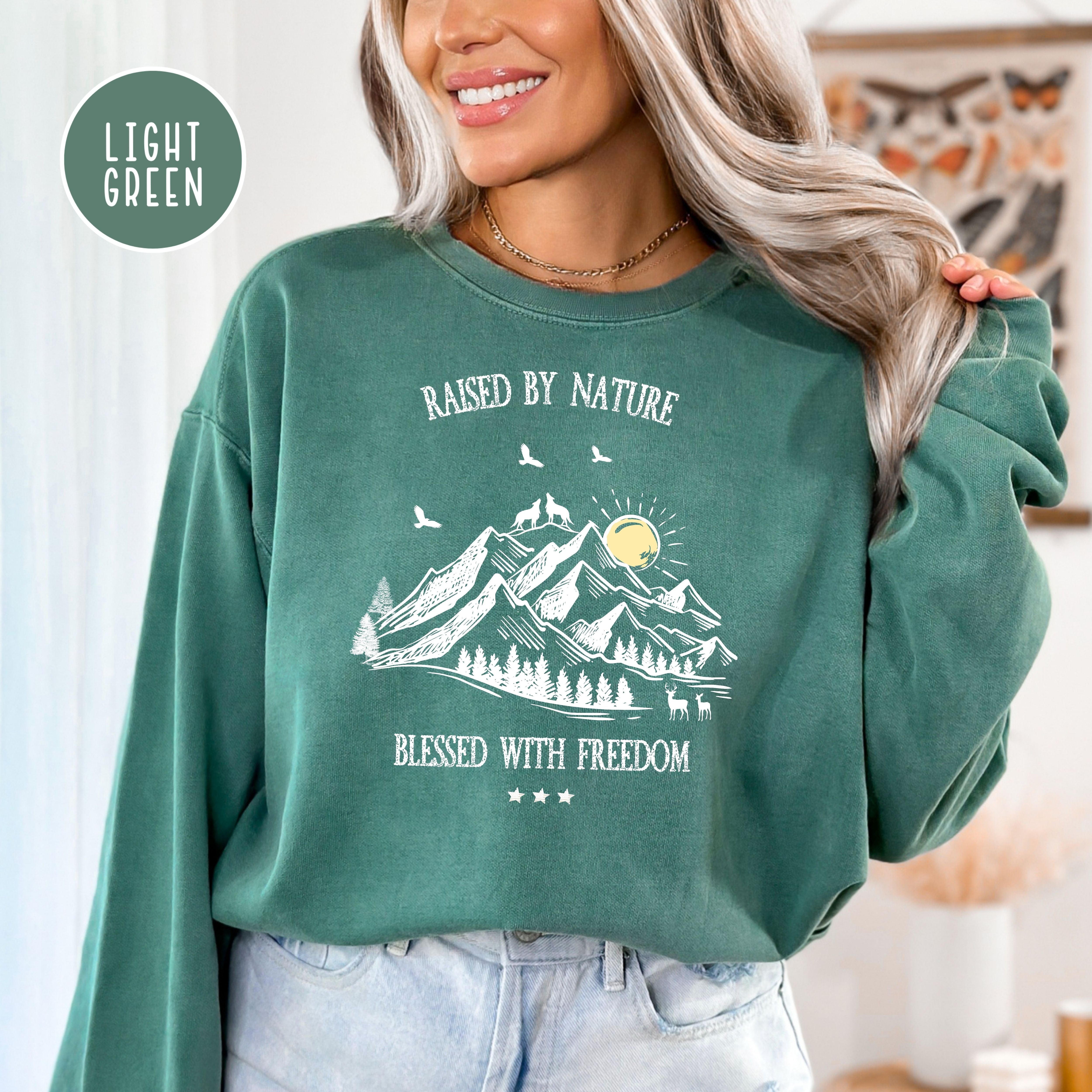 Raised By Nature Blessed with Freedom Comfort Colors® Sweatshirt