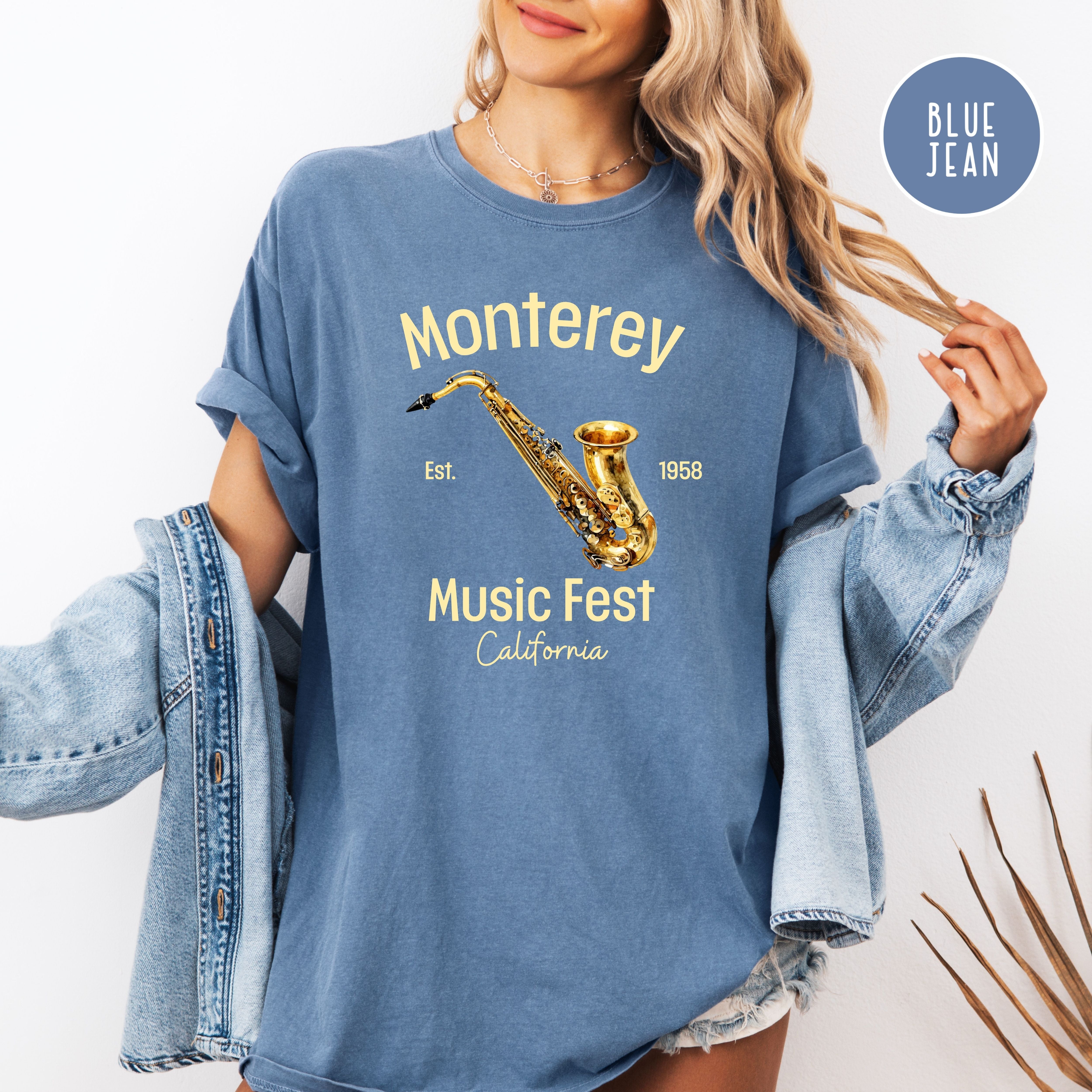 Monterey California Music Fest Unisex Comfort Colors T-Shirt, Saxophone Player Shirt, Music Lover Gift, Monterey Vacation Gift Shirt