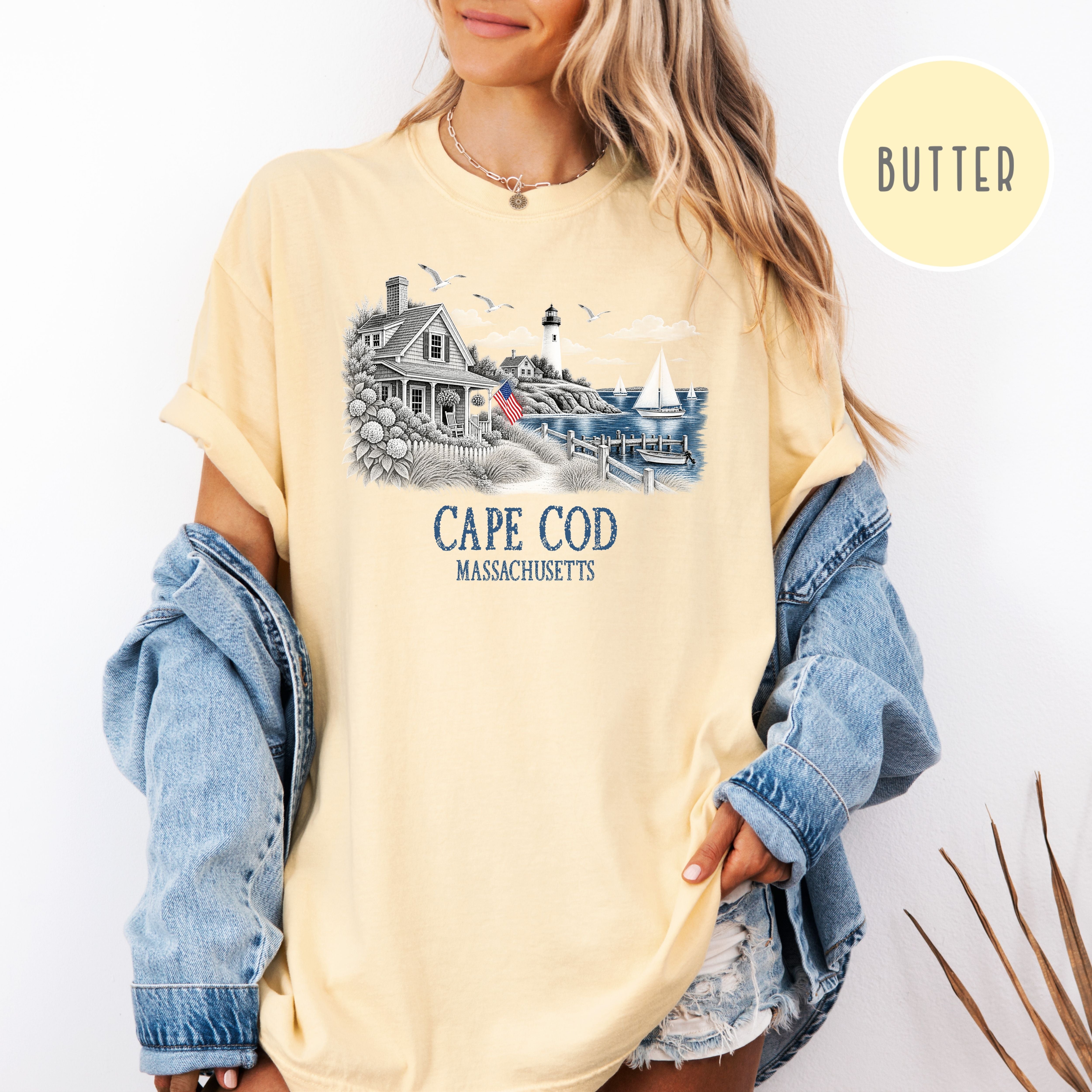 Cape Cod Massachusetts Comfort Colors T-Shirt, Cape Cod Vacation Gift, Cape Cod Shirt, Traveler Gift Shirt, Seaside Shirt, Ocean Lover Gift