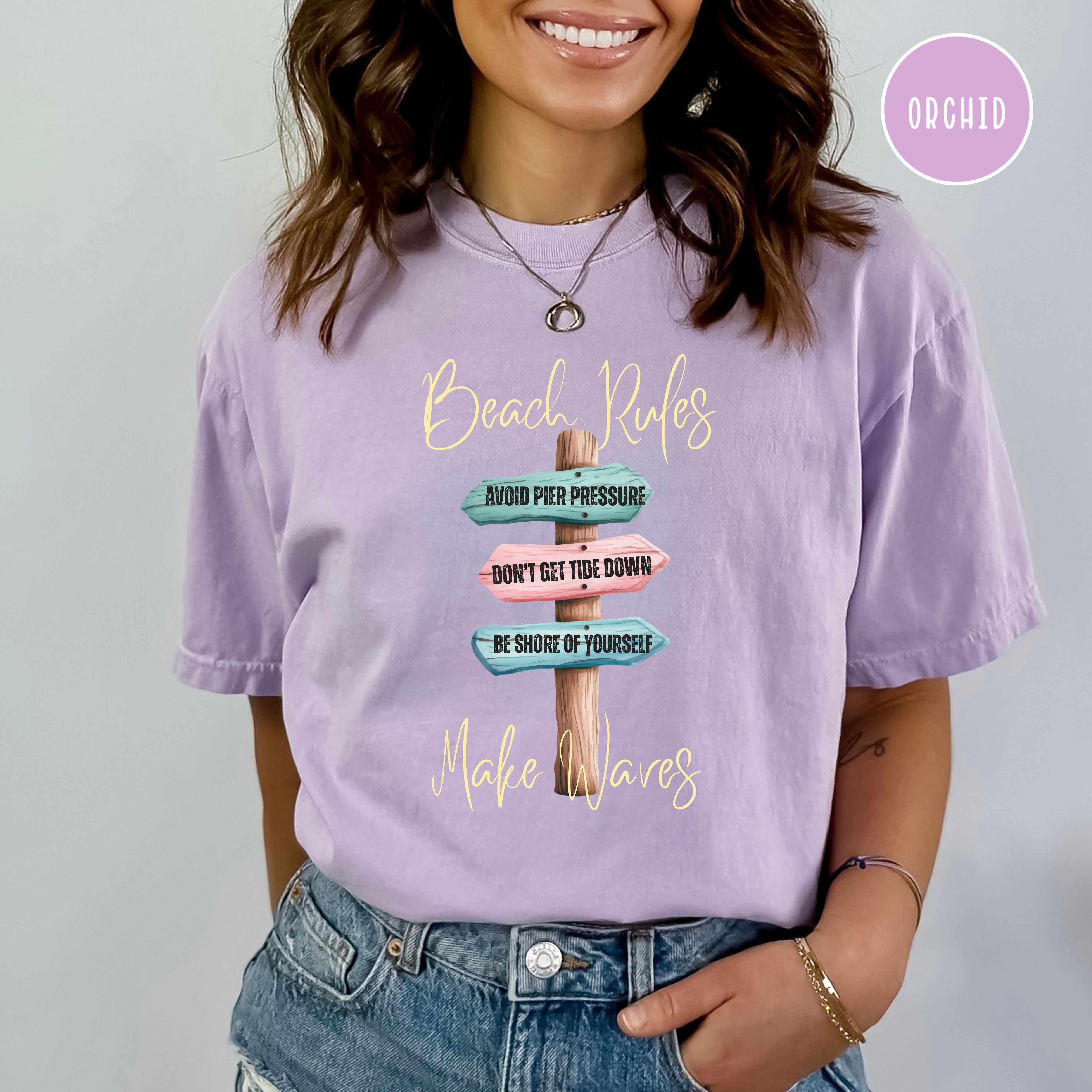 Beach Rules Avoid Pier Pressure, Don't Get Tide Down, Be Shore of Yourself Make Waves Comfort Colors Beach Tee