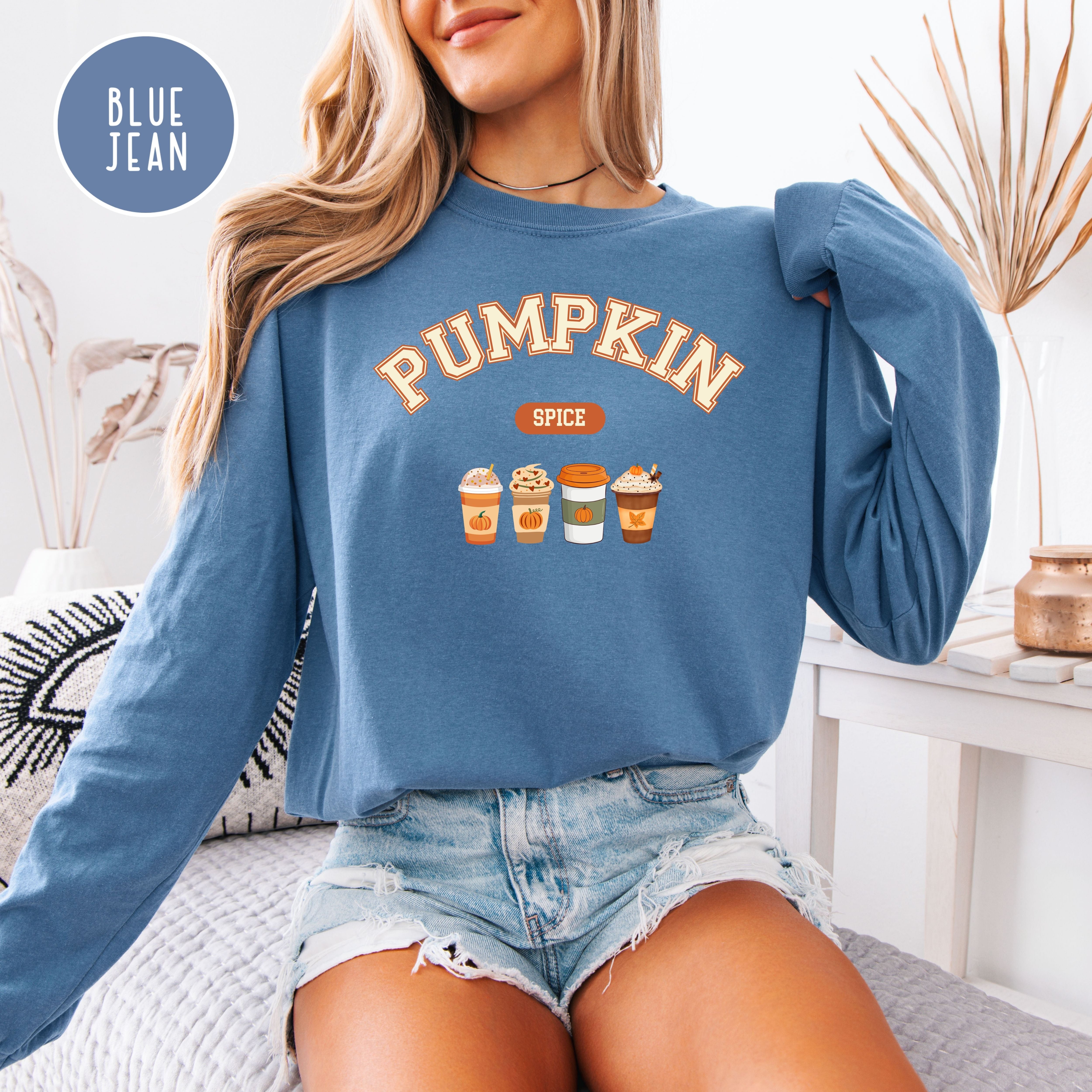Pumpkin Spice Long Sleeve Comfort Colors Autumn Tee