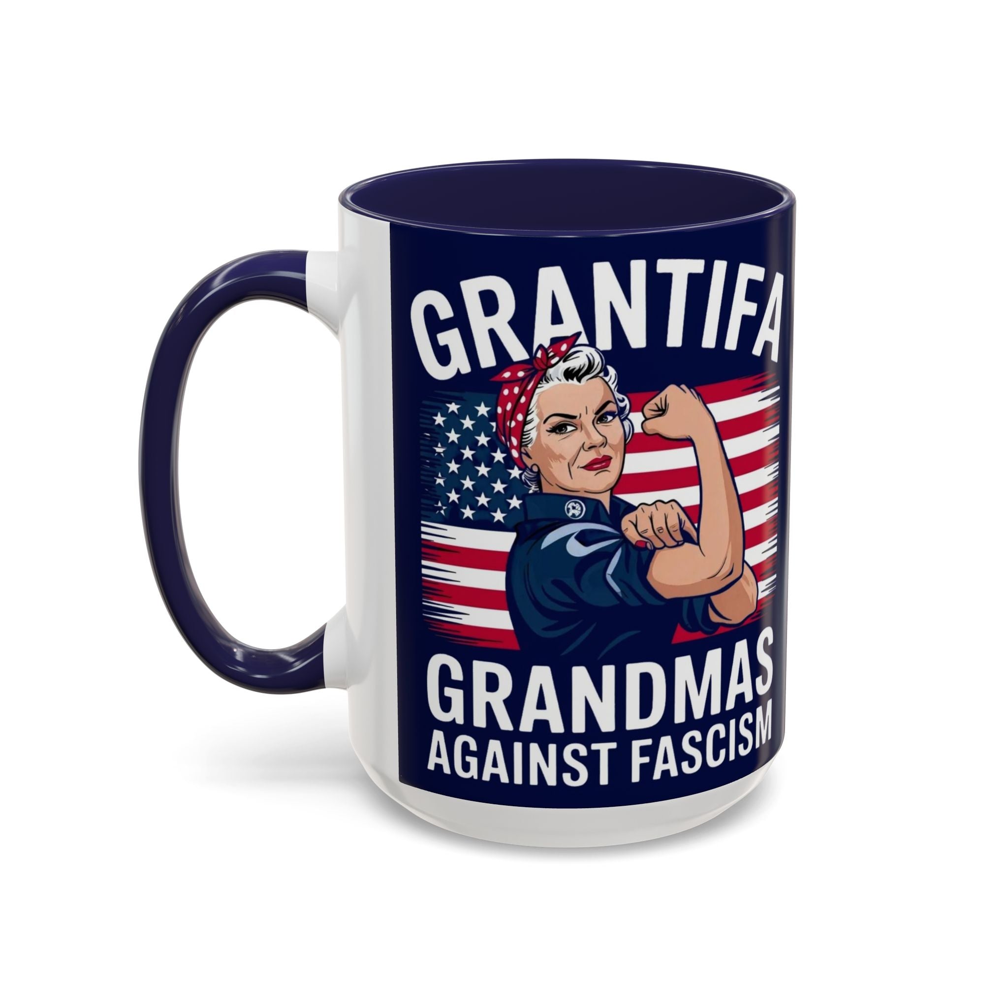 Grantifa Grandmas Against Fascism 15oz Ceramic 2-Tone Mug Dishwasher & Microwave Safe