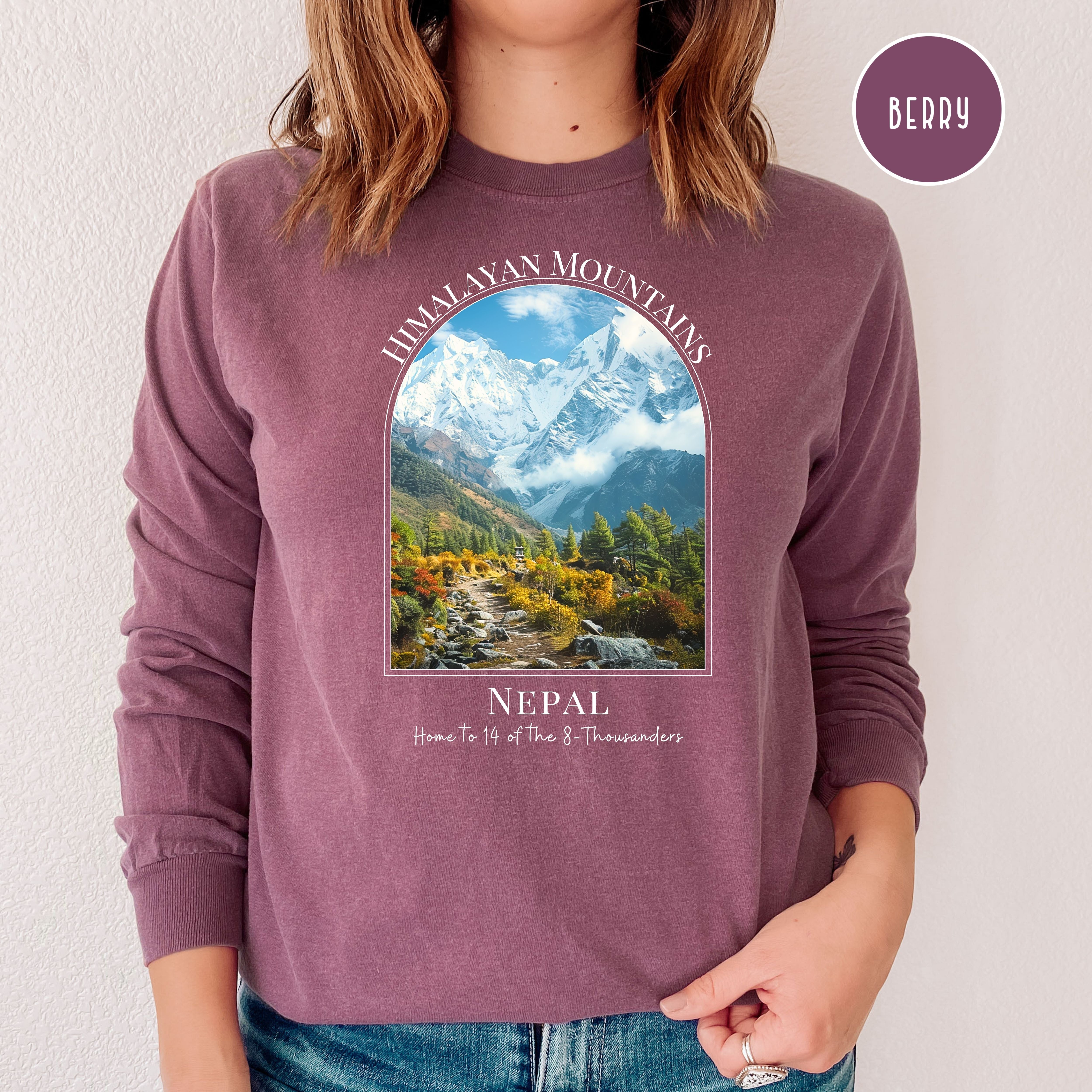 Himalayan Mountains Comfort Colors® Long Sleeve Tee