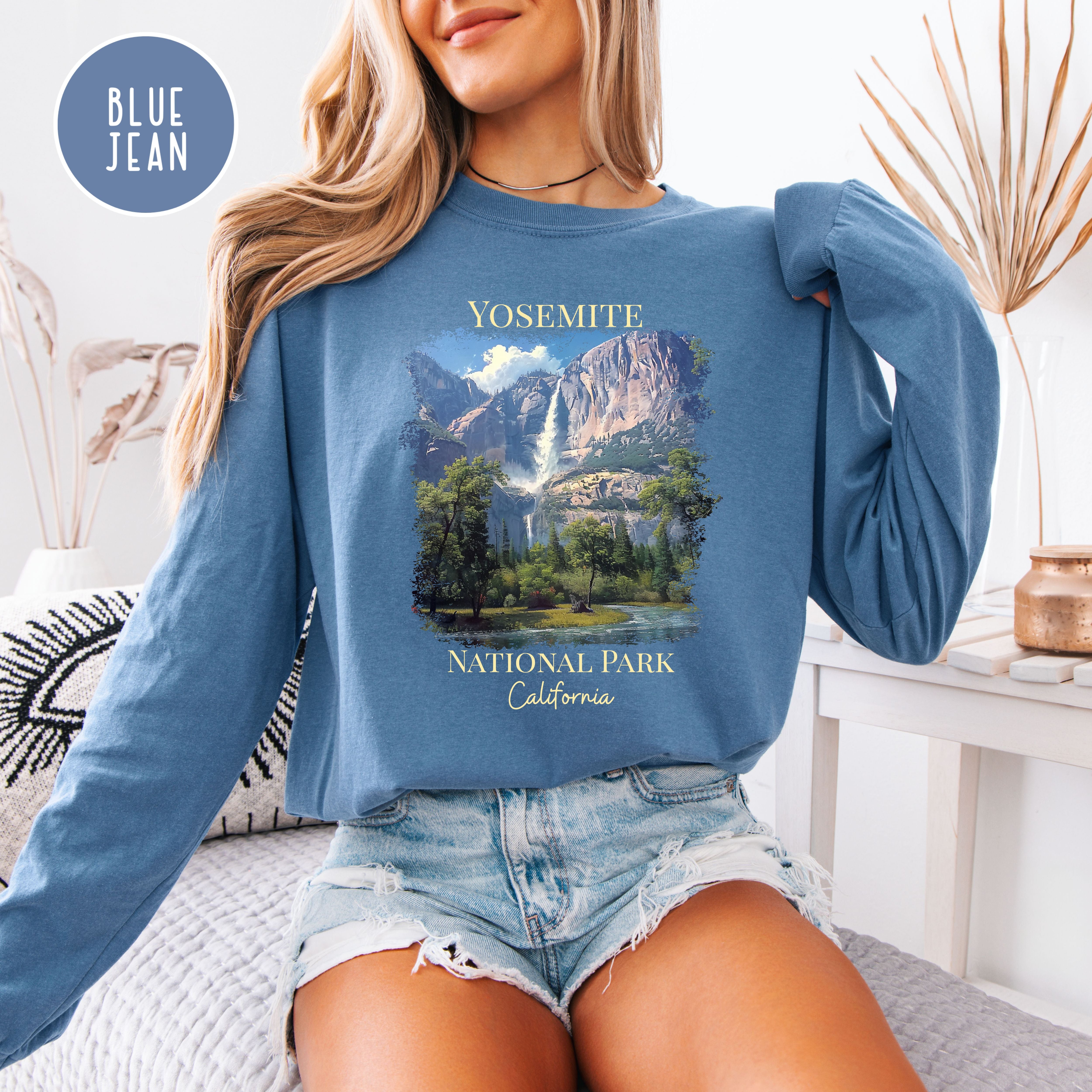 Yosemite National Park California Adult Unisex Comfort Colors Long Sleeve Tee Shirts