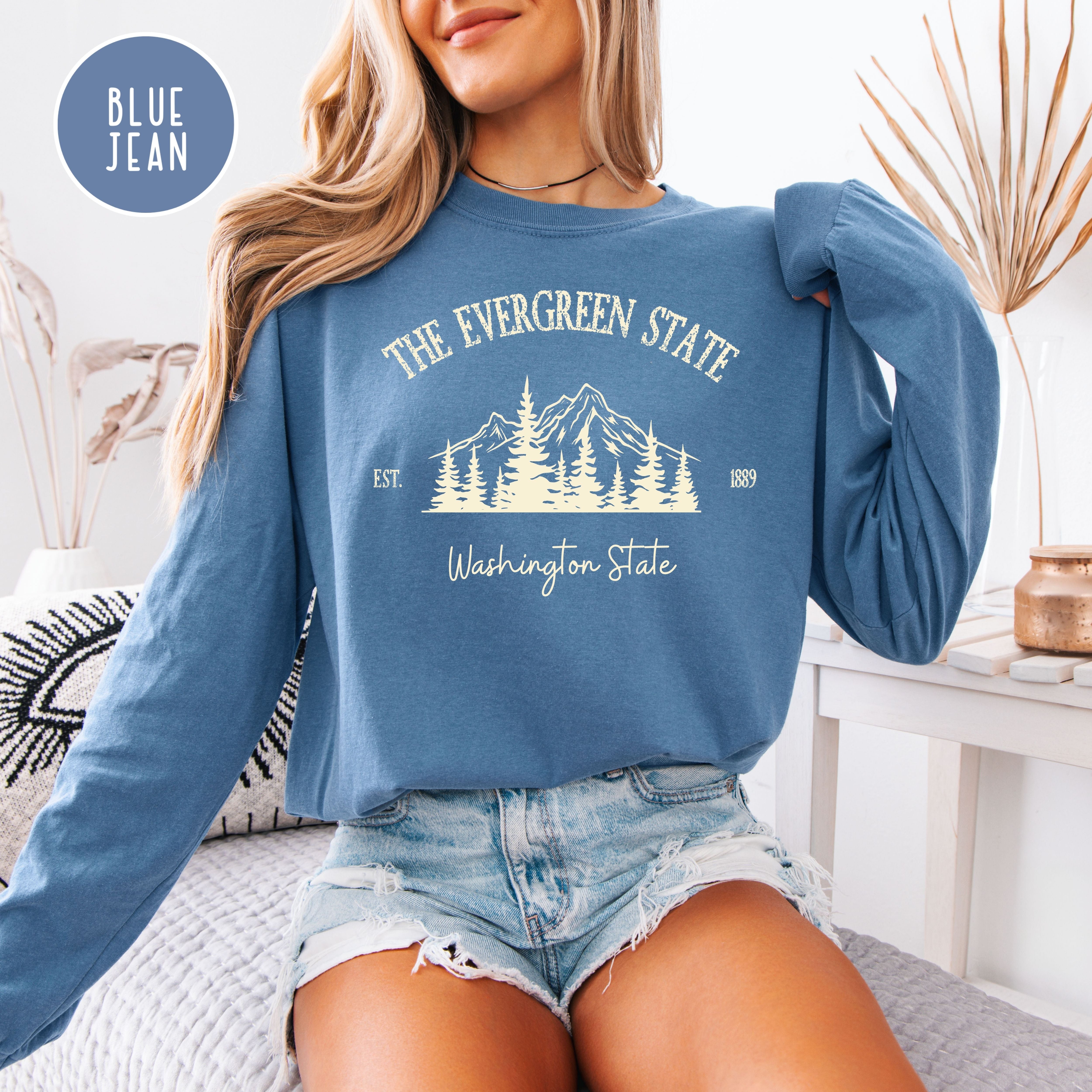 The Evergreen State Washington State Comfort Colors Long Sleeve Unisex Tee