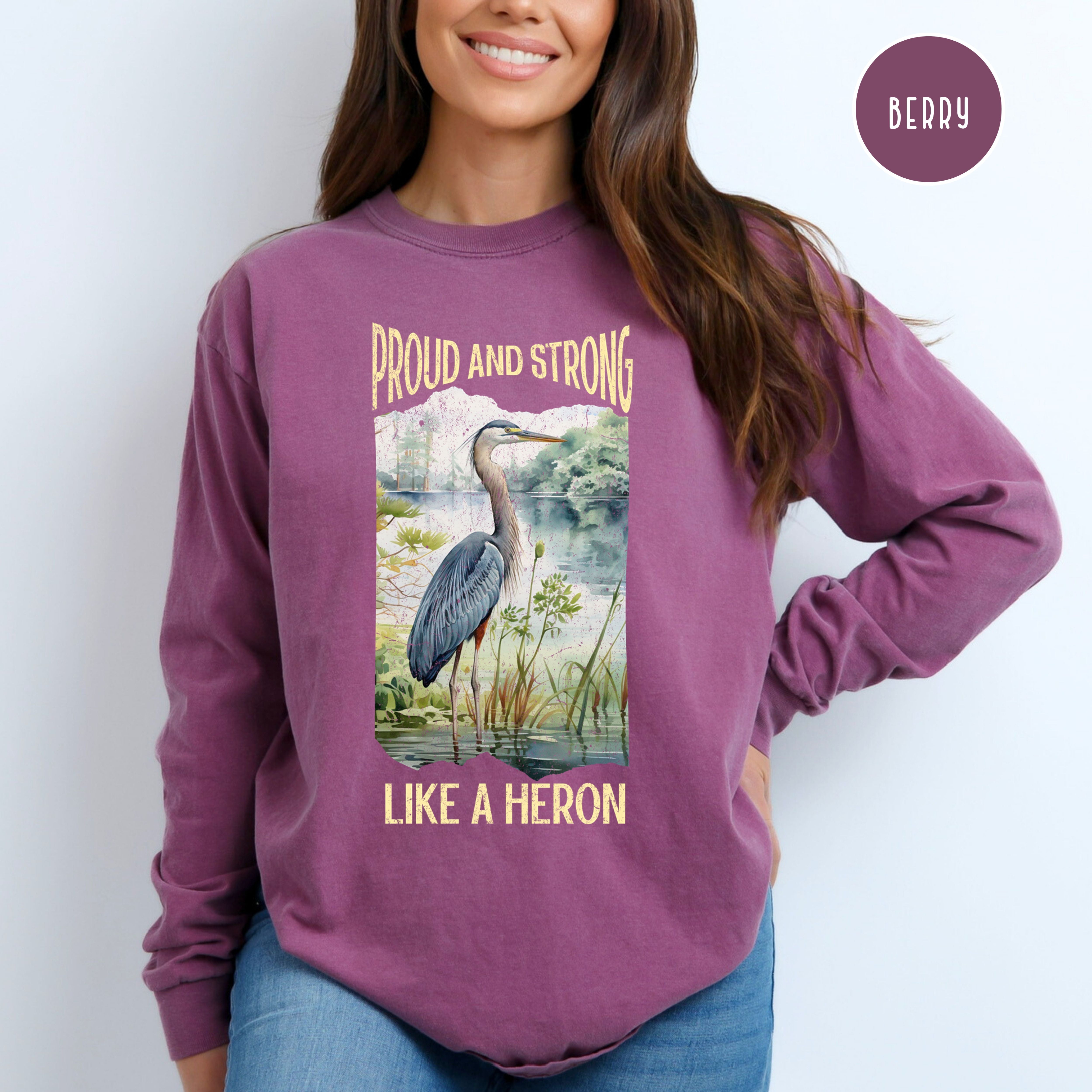Heron Bird Grunge Comfort Colors® Long Sleeve Tee