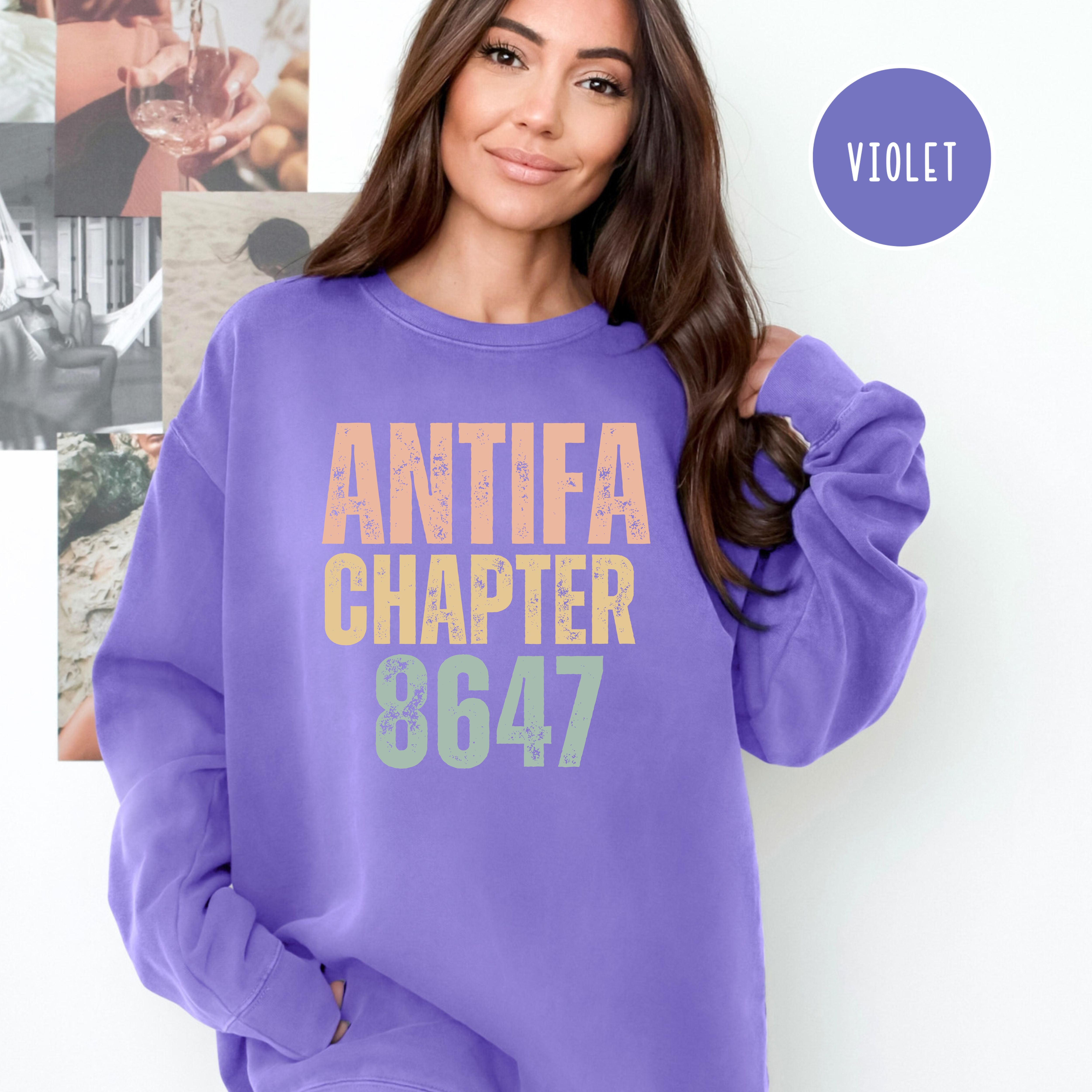 Antifa Chapter 8647 Comfort Colors Sweatshirt, Anti Fascism Protest Sweatshirt