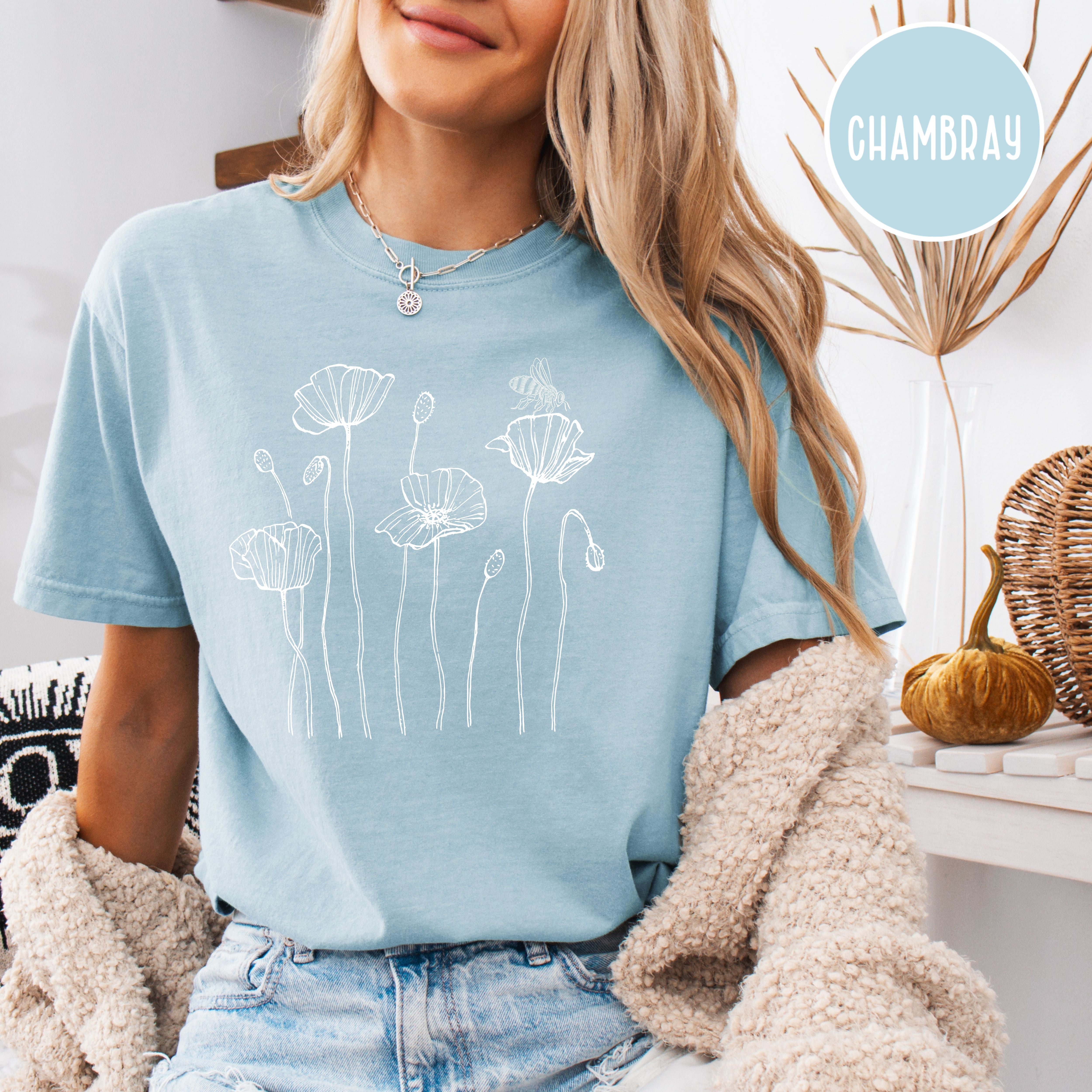 Poppy Flowers Honeybee Comfort Colors® Tee