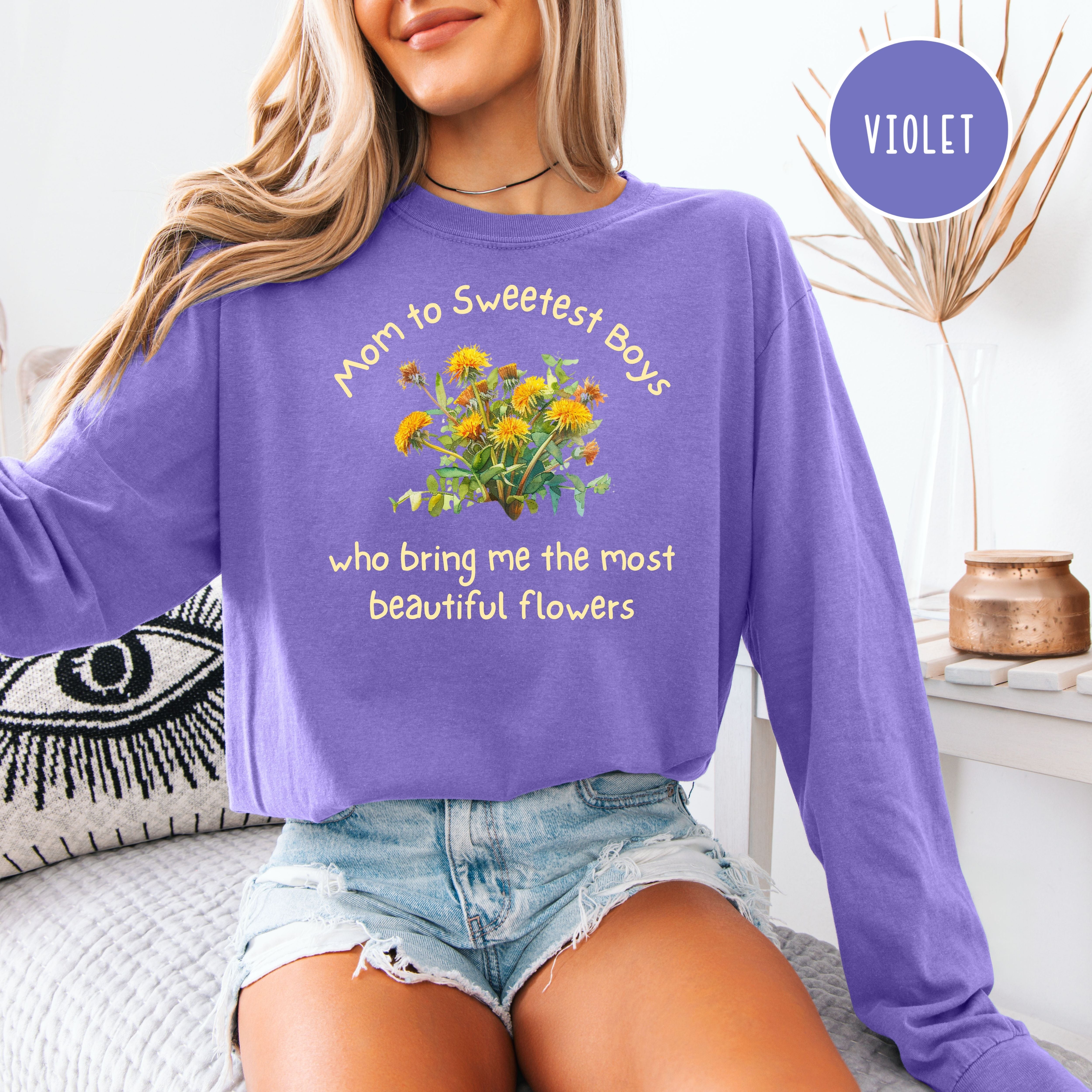 Mom To Boys Long Sleeve Comfort Colors T-Shirt, Funny Mom of Young Boys Tee