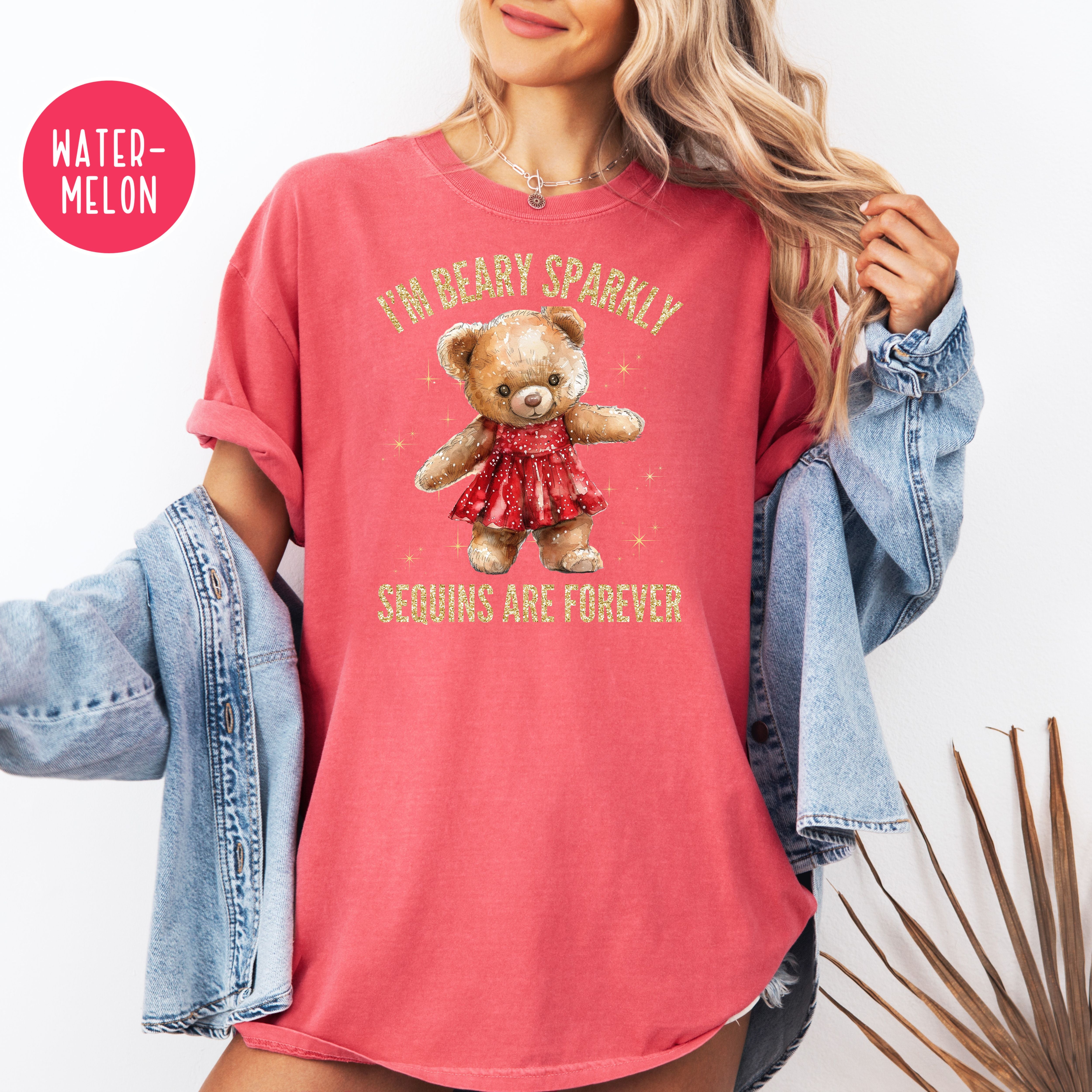 Beary Sparkly Swiftie Showgirl Comfort Colors Tee, Teddy Bear Lover Swiftie Fans Shirt