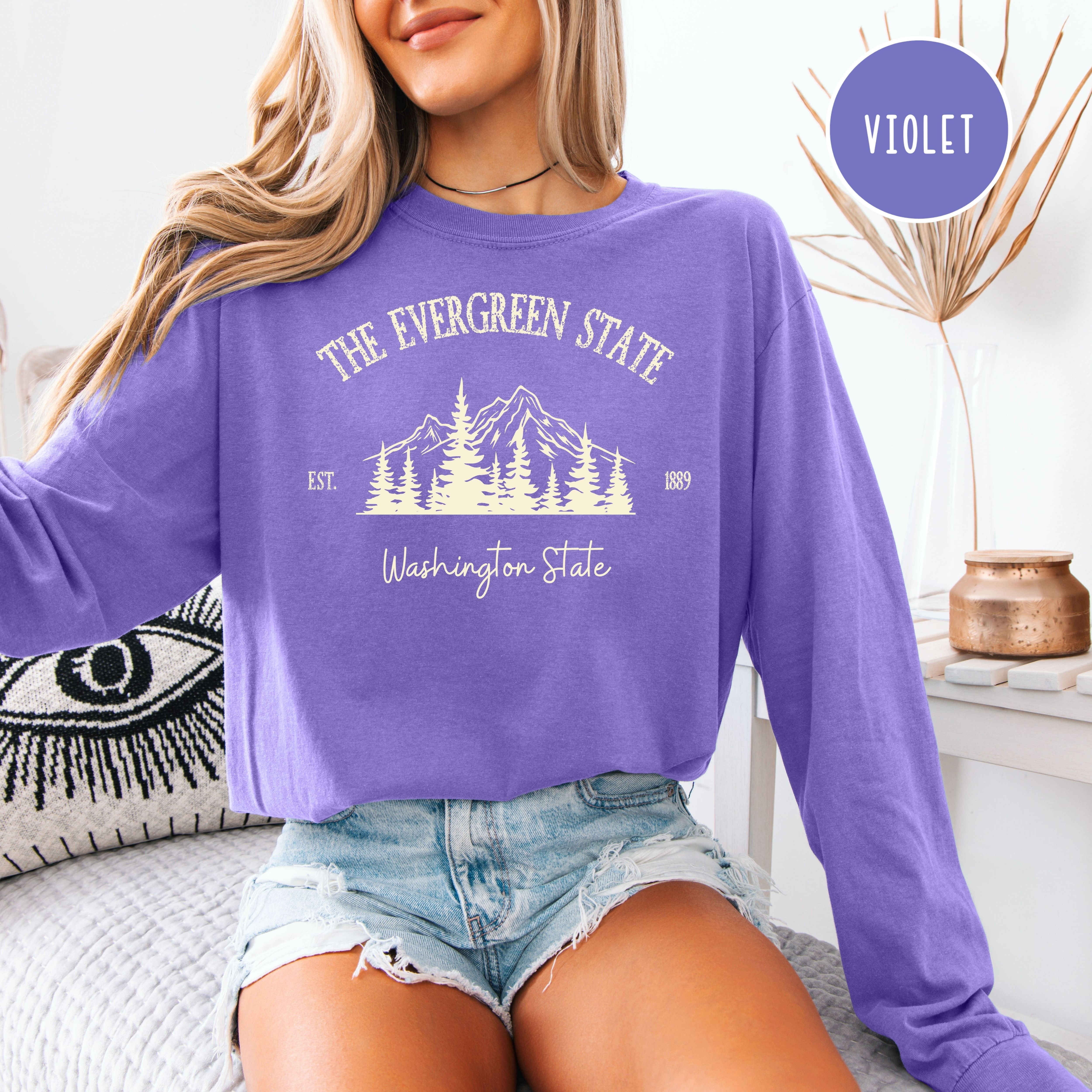 The Evergreen State Washington State Comfort Colors Long Sleeve Unisex Tee