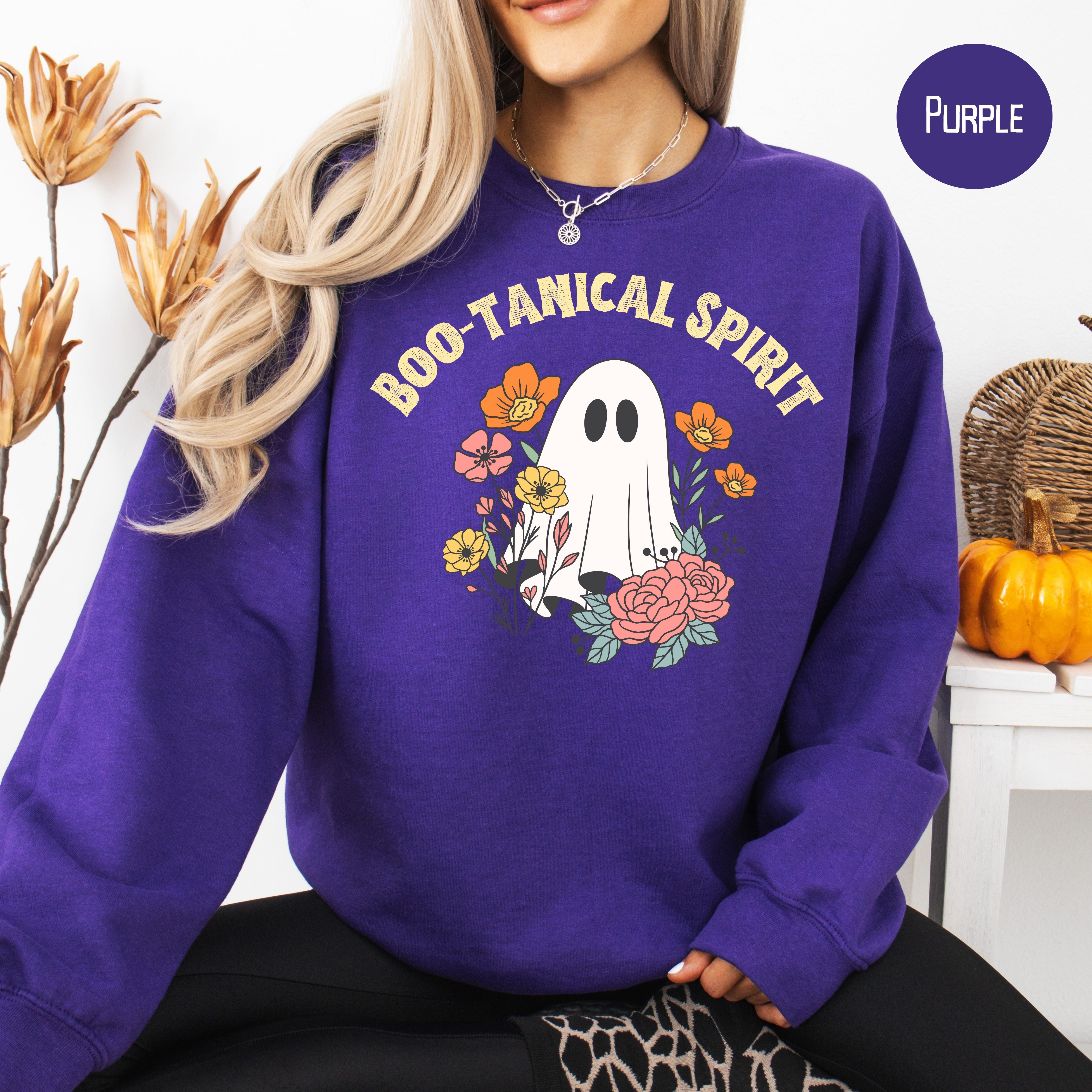 Floral Ghost Halloween Sweatshirt, Boo-Tanical Spirit Ghost