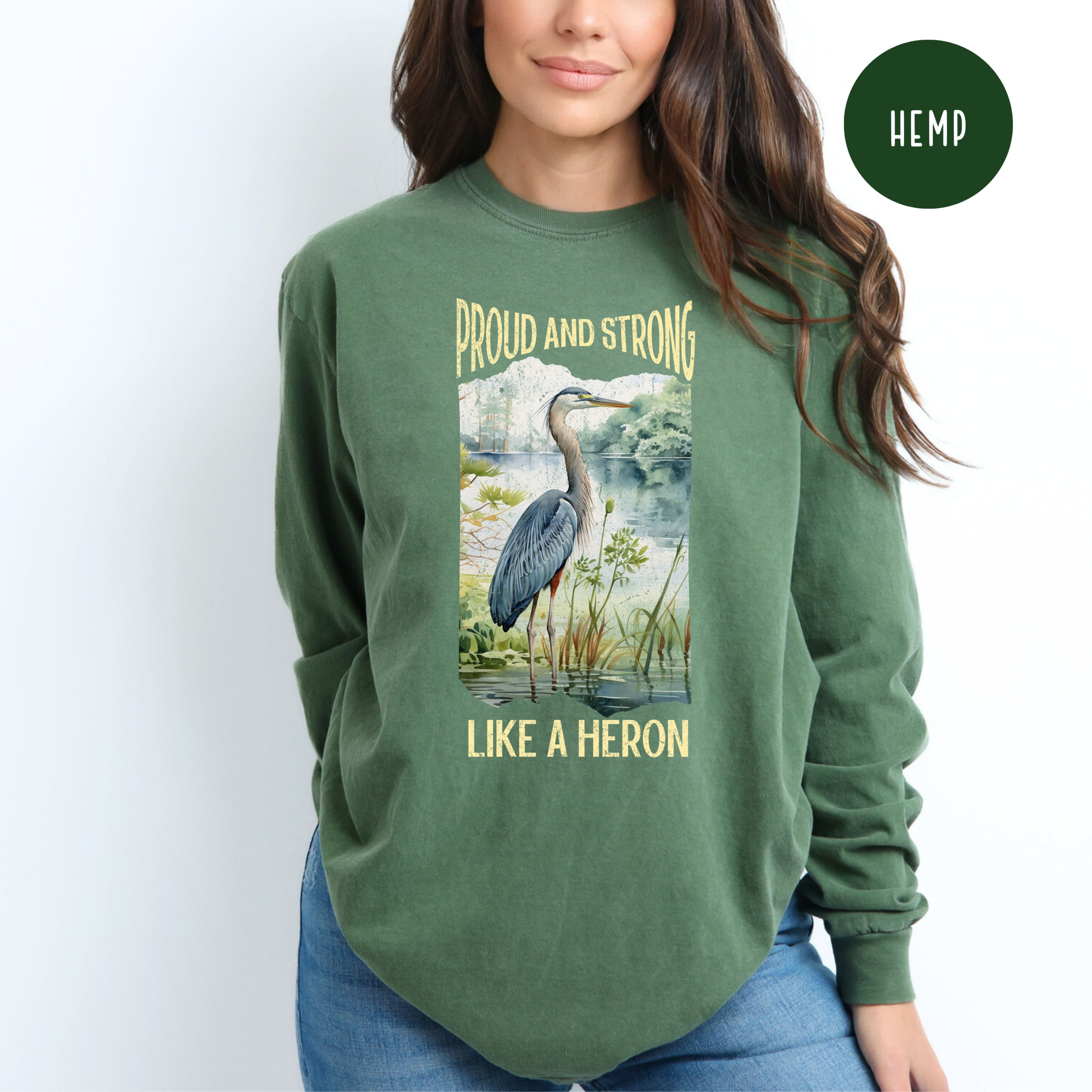 Heron Bird Grunge Comfort Colors® Long Sleeve Tee