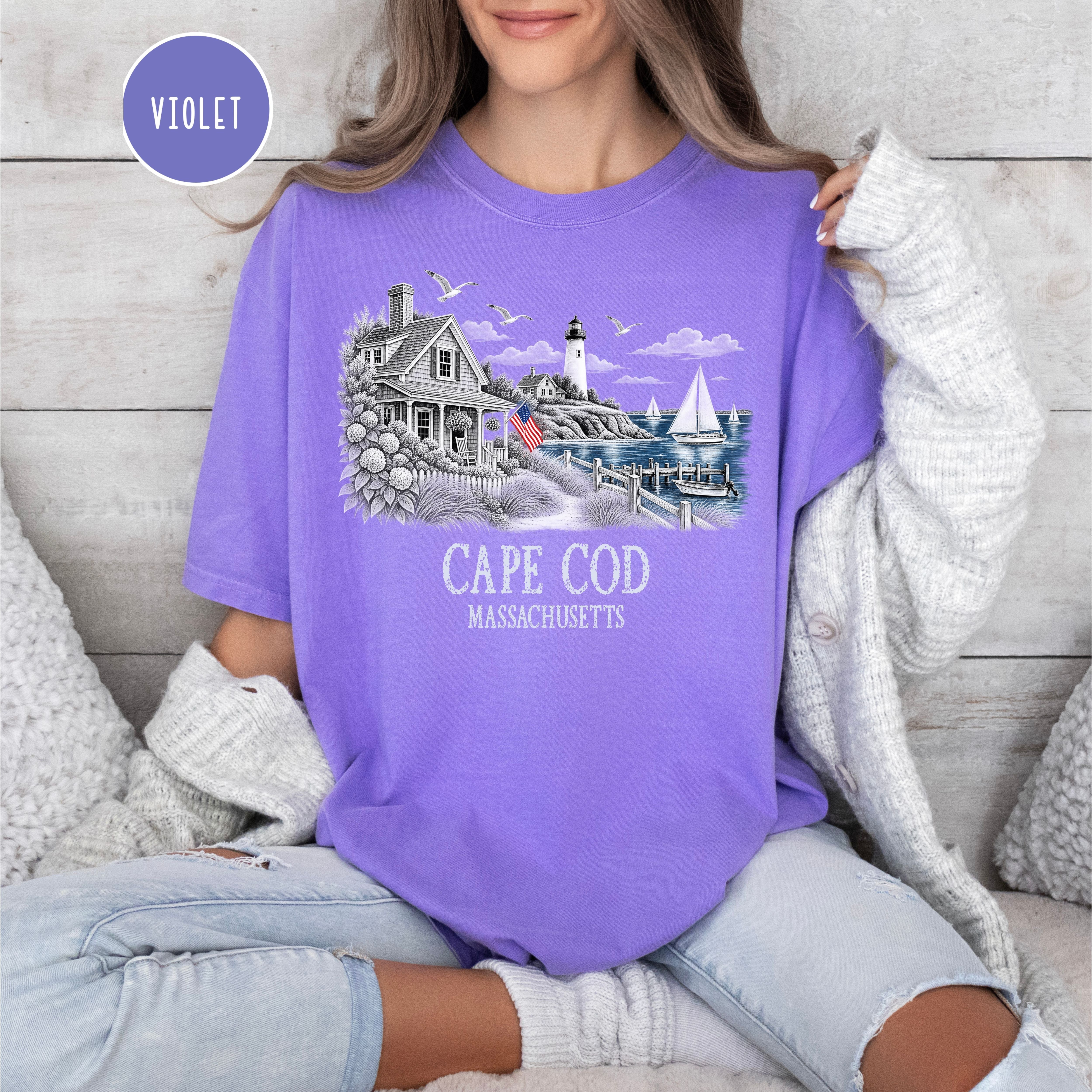 Cape Cod Massachusetts Comfort Colors T-Shirt, Cape Cod Vacation Gift, Cape Cod Shirt, Traveler Gift Shirt, Seaside Shirt, Ocean Lover Gift