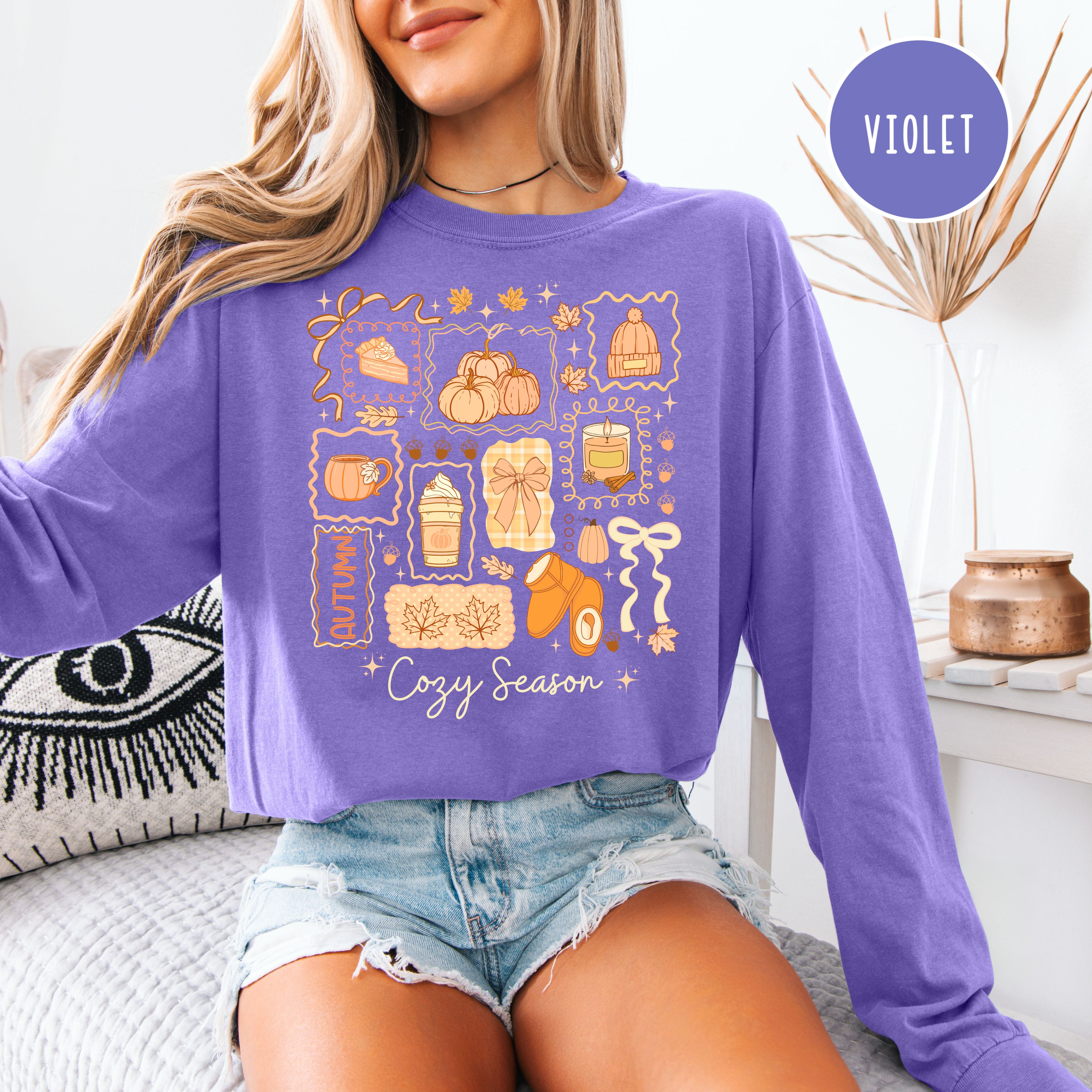 Cozy Season Autumn Long Sleeve Unisex Comfort Colors Fall Shirt