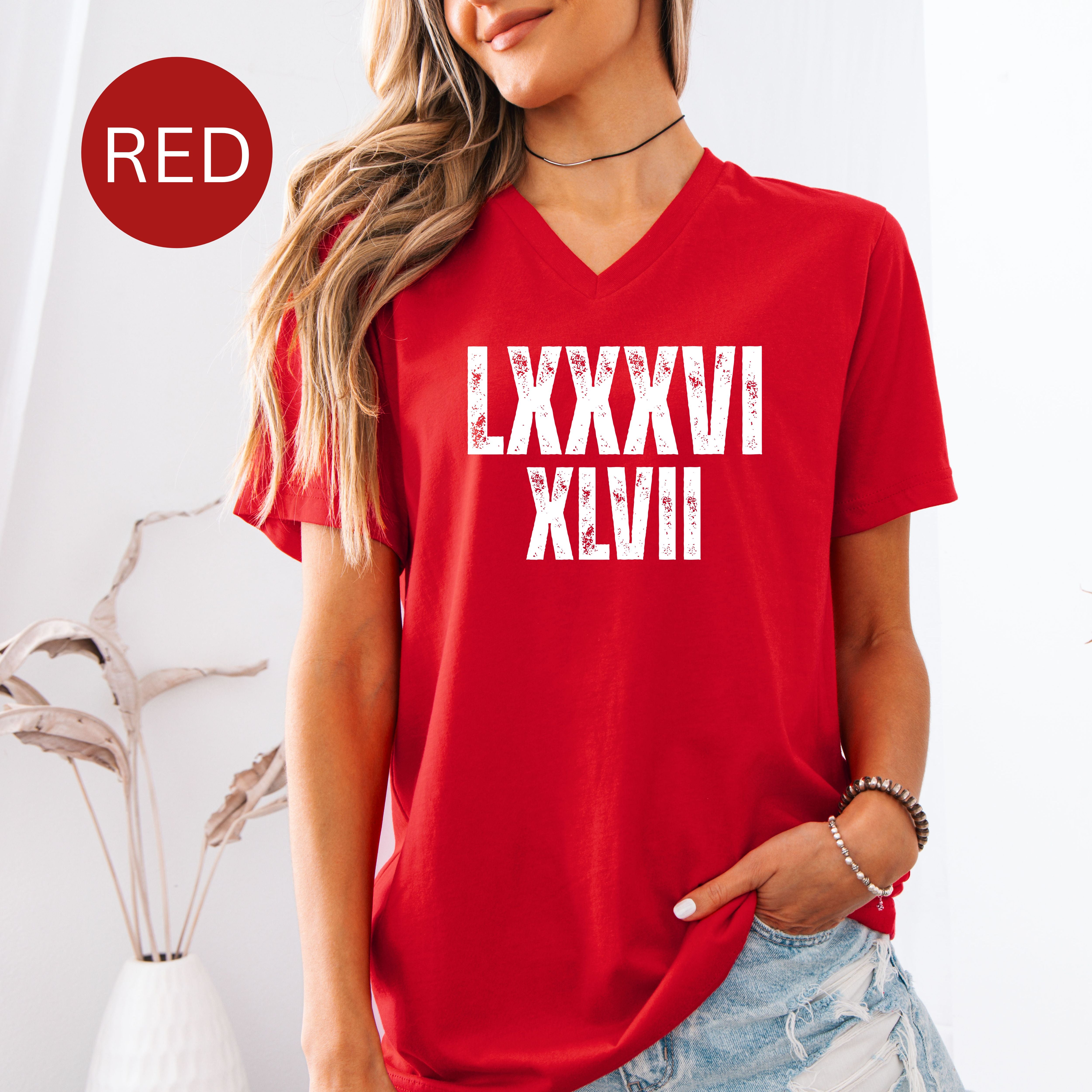Subtle Anti-Trump 8647 in Roman Numerals Bella Canvas V-Neck Tee