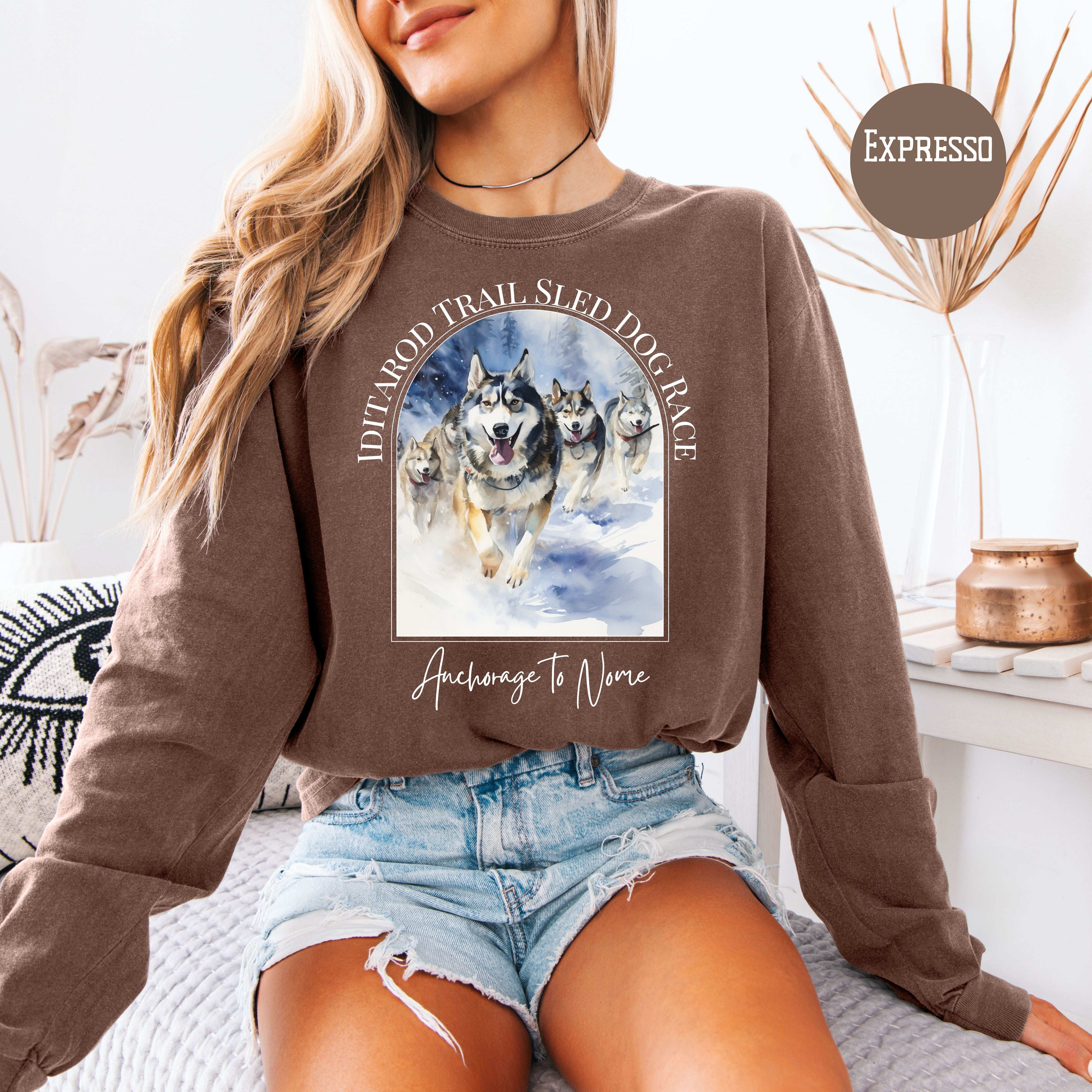Iditarod Dog Race Comfort Colors Long Sleeve Tee