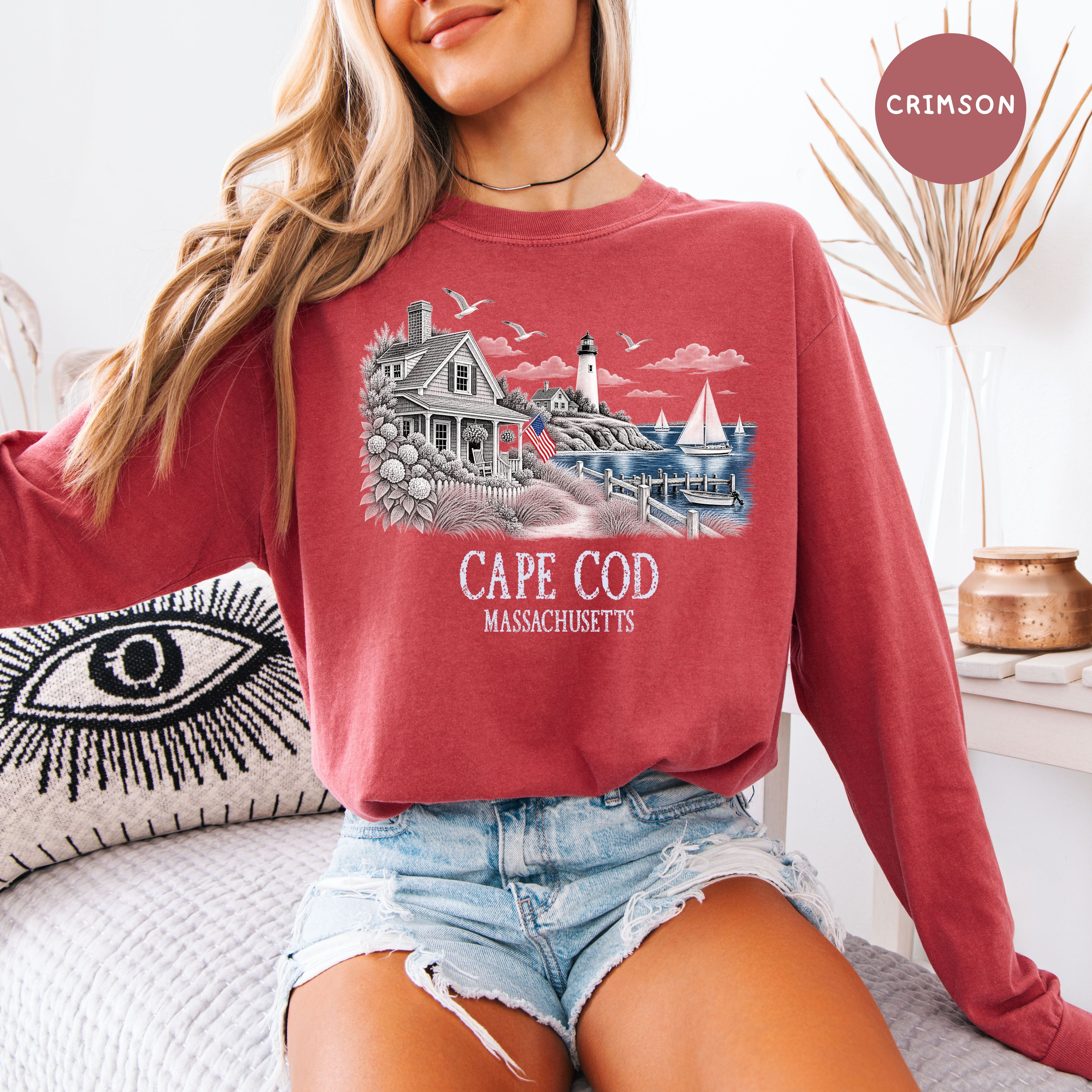Cape Cod Massachusetts Long Sleeve Comfort Colors T-Shirt, Cape Cod Vacation Gift, Cape Cod Shirt, Traveler Gift Shirt, Seaside Shirt