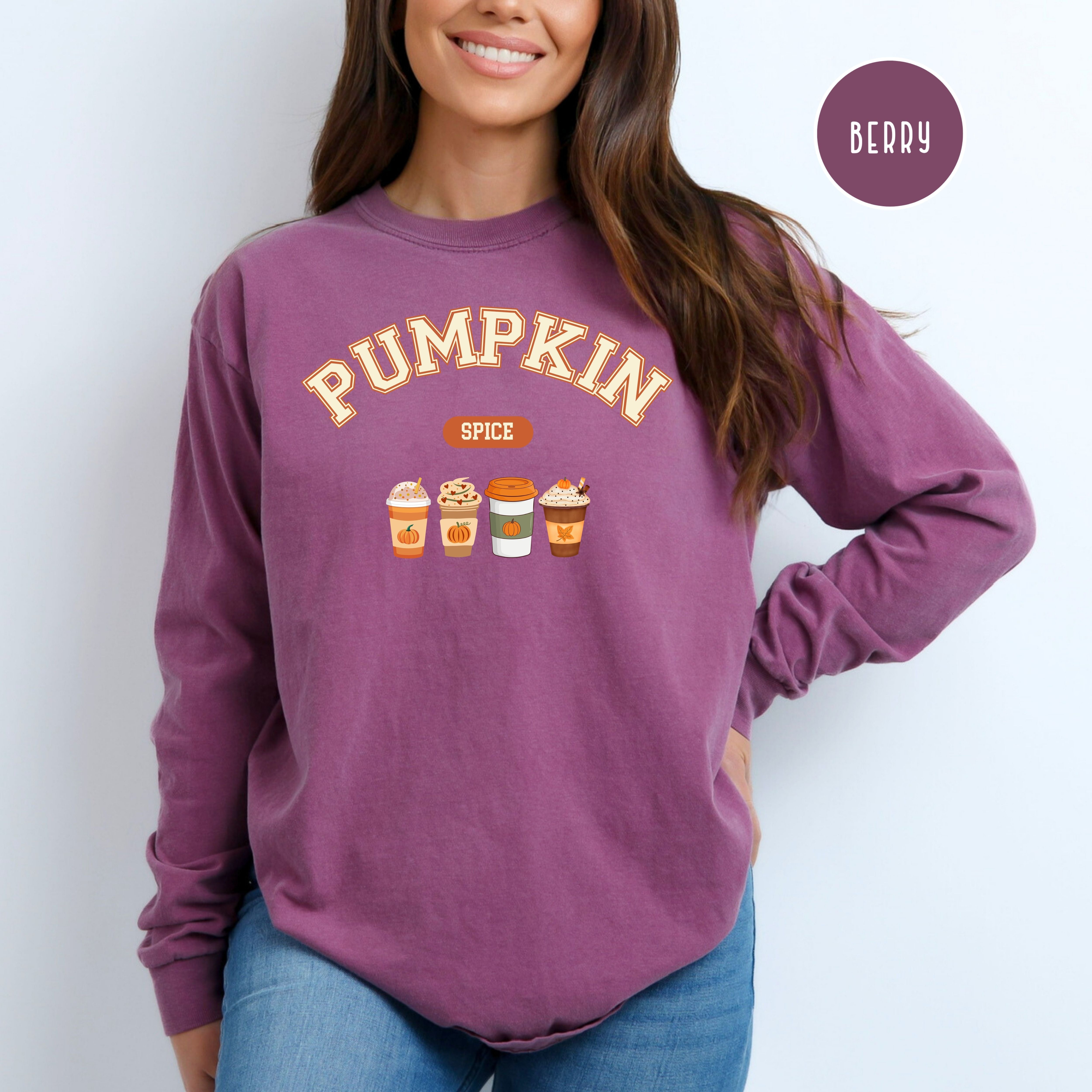 Pumpkin Spice Long Sleeve Comfort Colors Autumn Tee