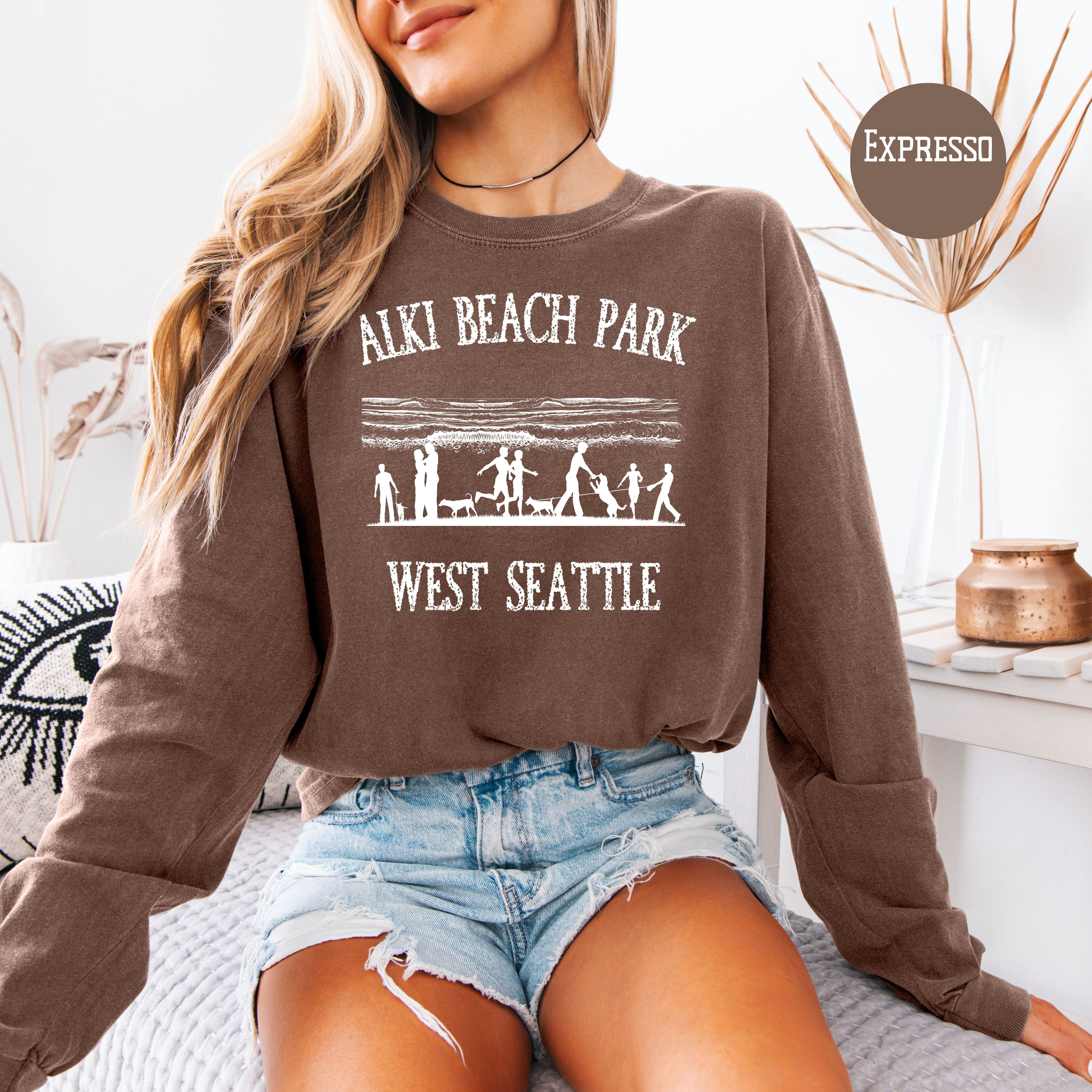 Alki Beach Park Seattle Unisex Comfort Colors Long Sleeve Tee