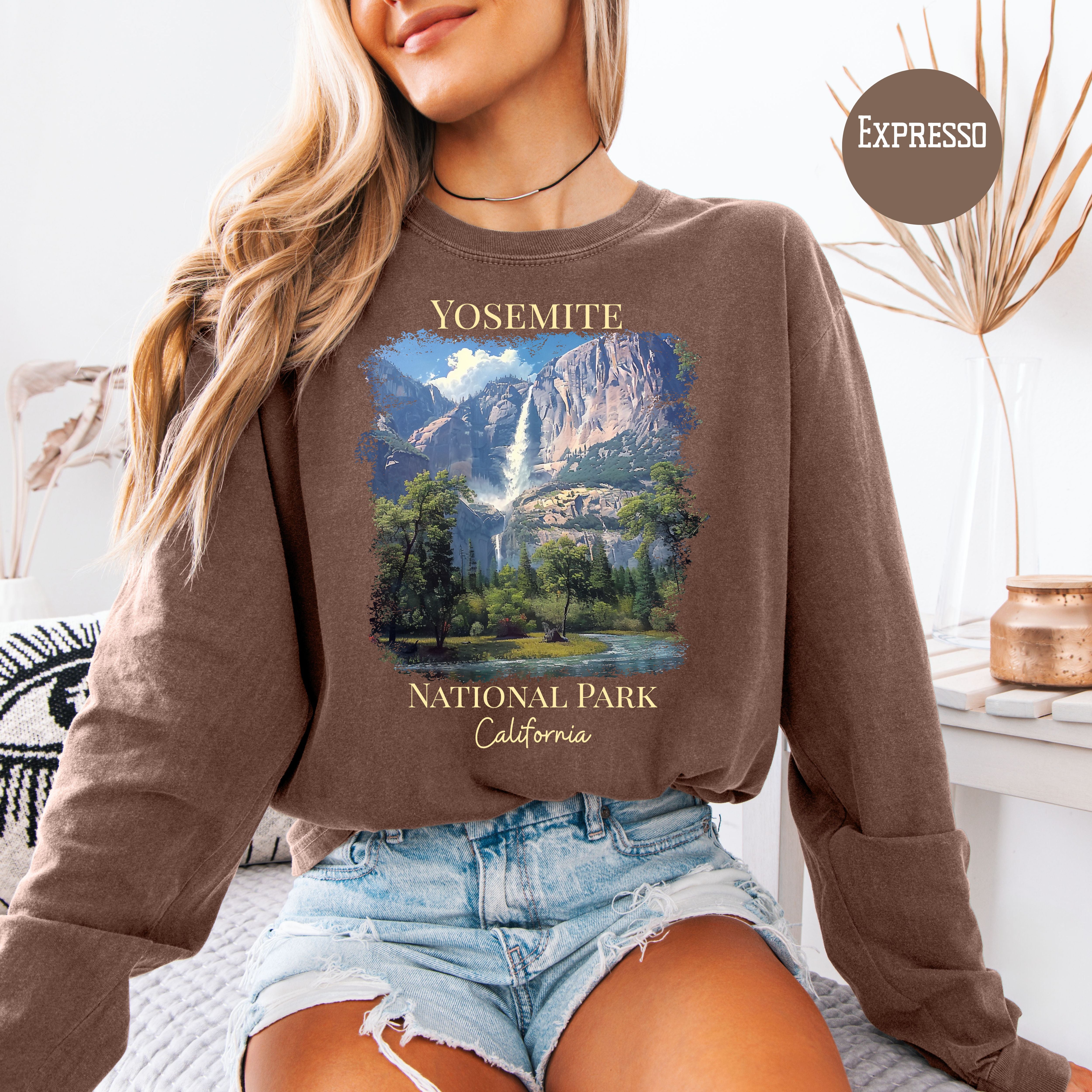 Yosemite National Park California Adult Unisex Comfort Colors Long Sleeve Tee Shirts