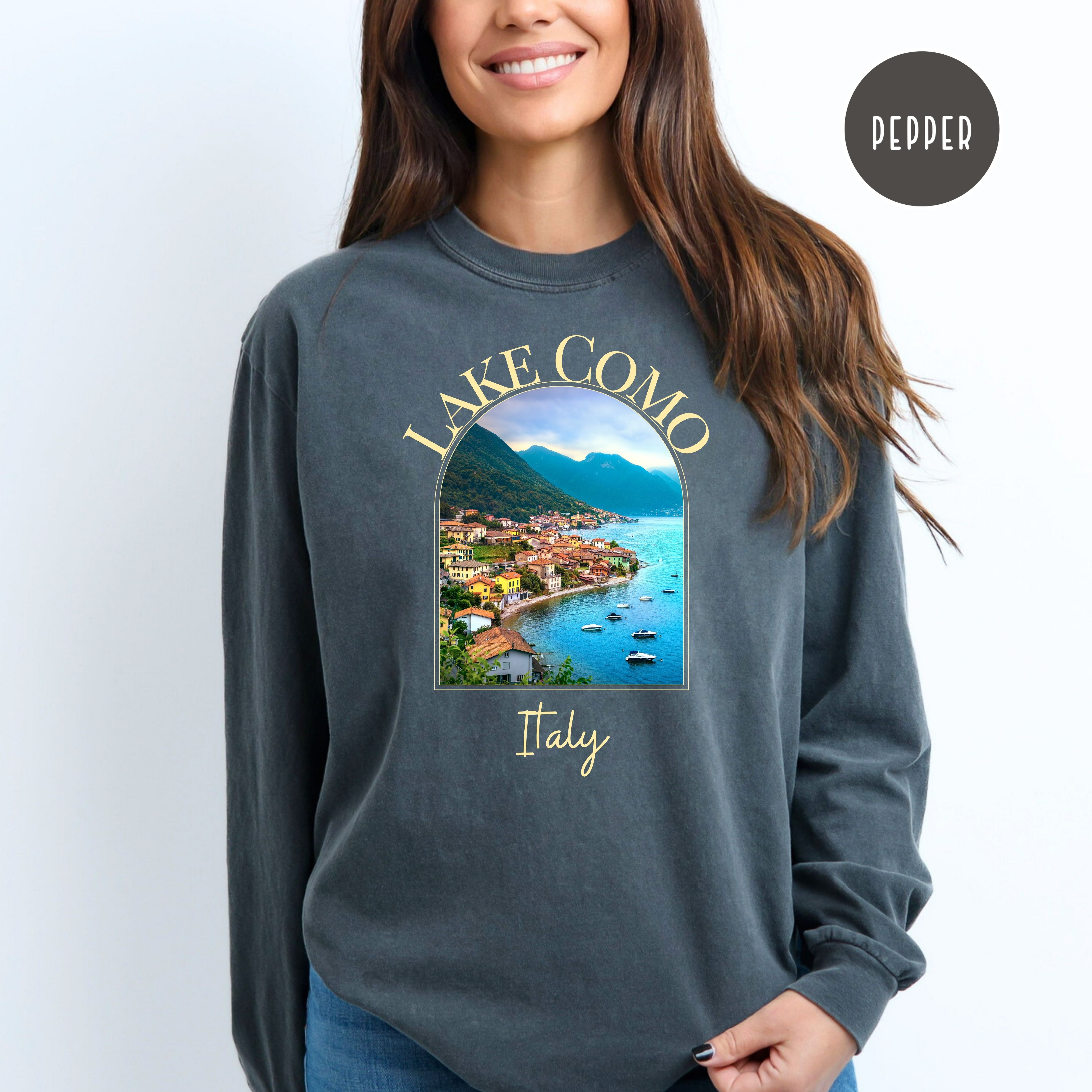 Lake Como Italy Comfort Colors® Long Sleeve Tee