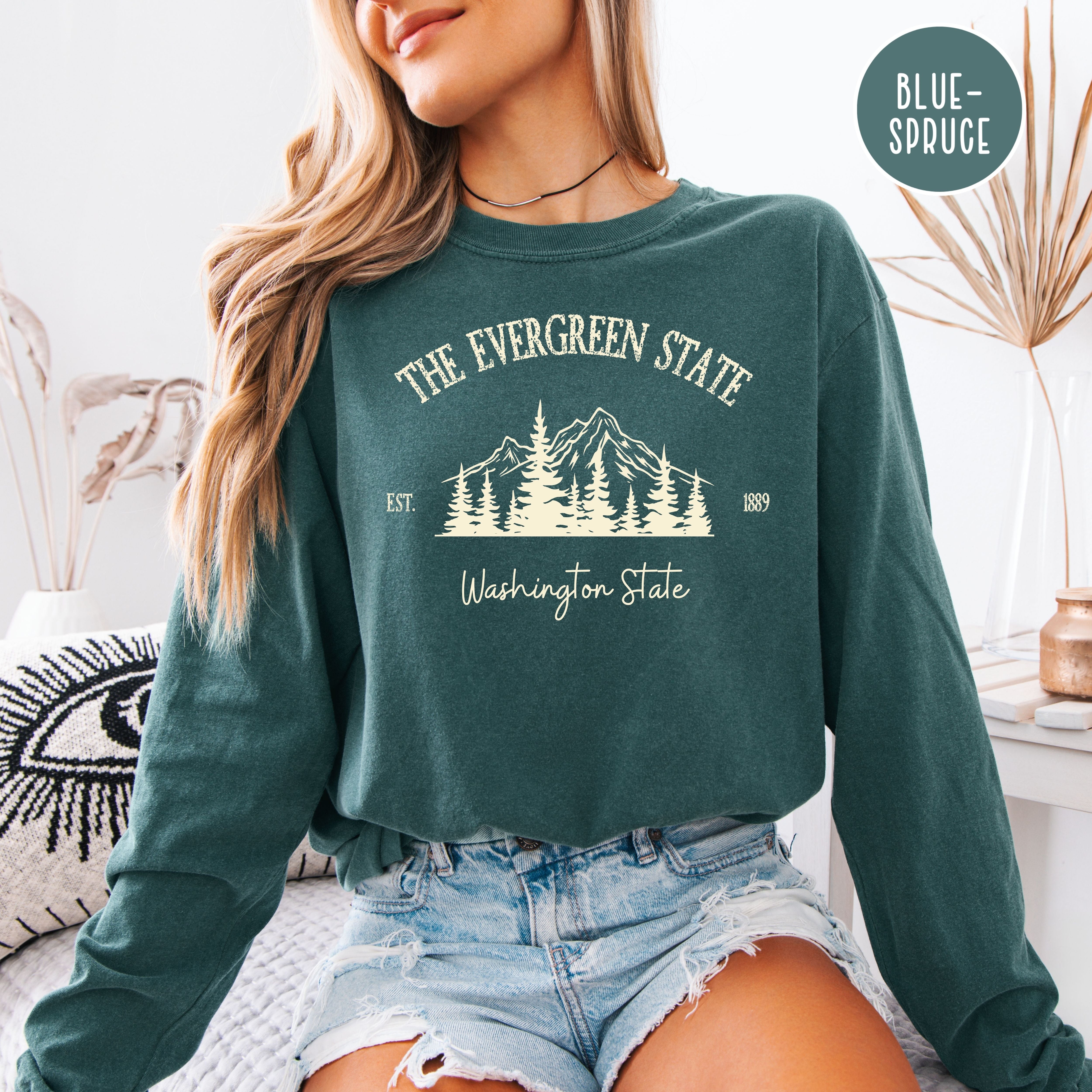 The Evergreen State Washington State Comfort Colors Long Sleeve Unisex Tee
