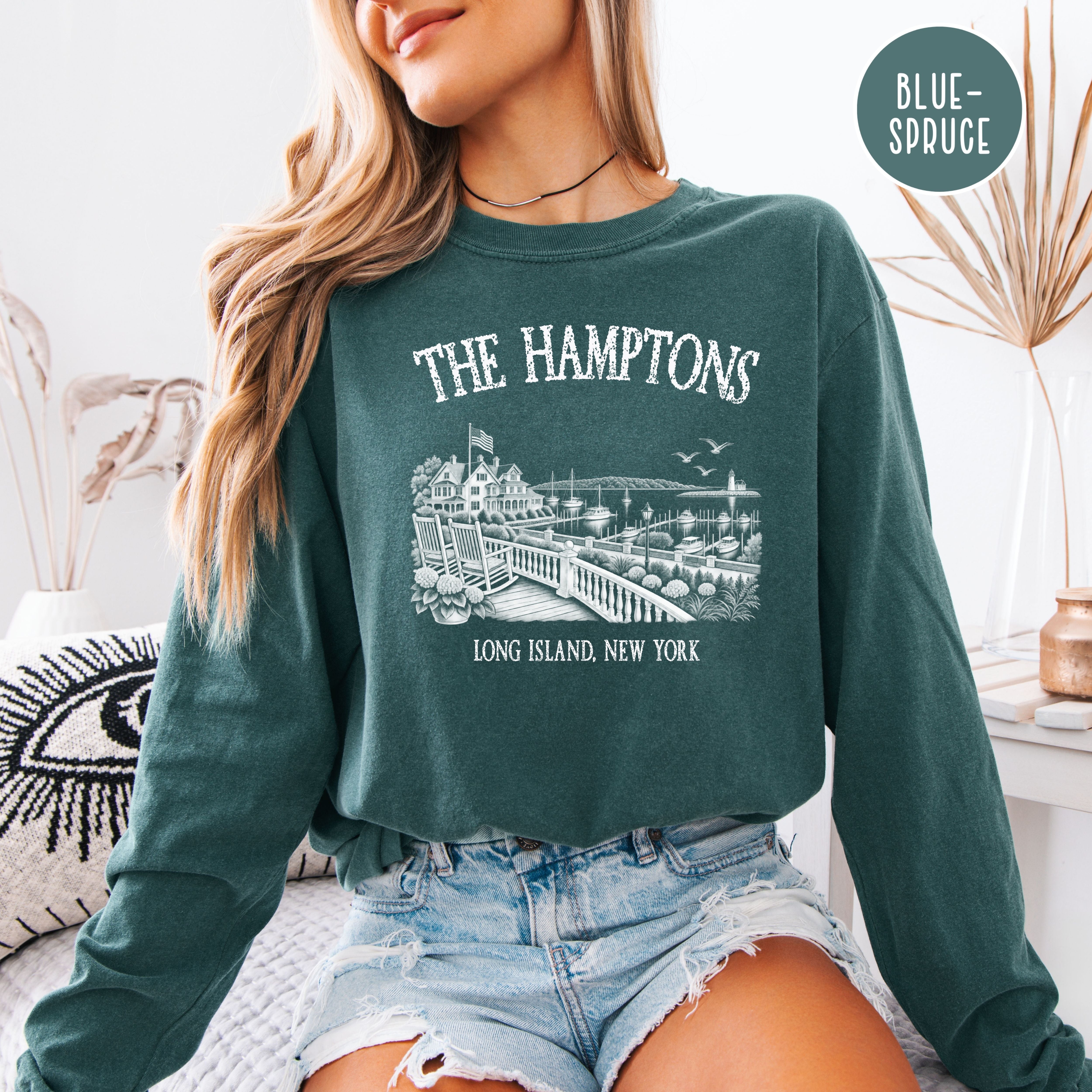 The Hamptons New York Long Sleeve Comfort Colors T-Shirt, Hamptons Vacation Gift, Hamptons Gift Shirt, Hamptons Summer, New York Gift