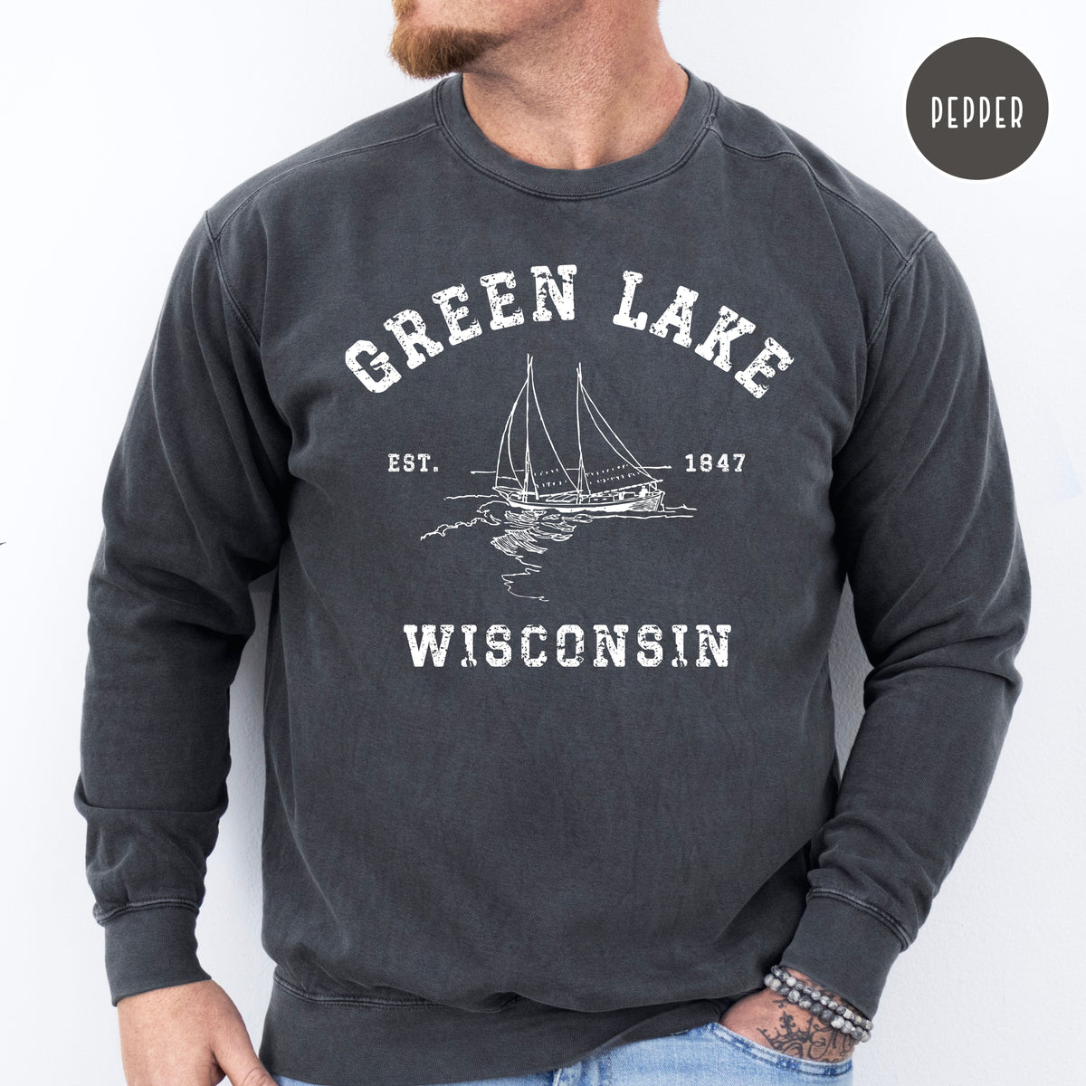 Green Lake Wisconsin Unisex Comfort Colors Camping Sweatshirt, Green Lake Wisconsin Vacation Gift Shirt, Green Lake Sweatshirt, Green Lake