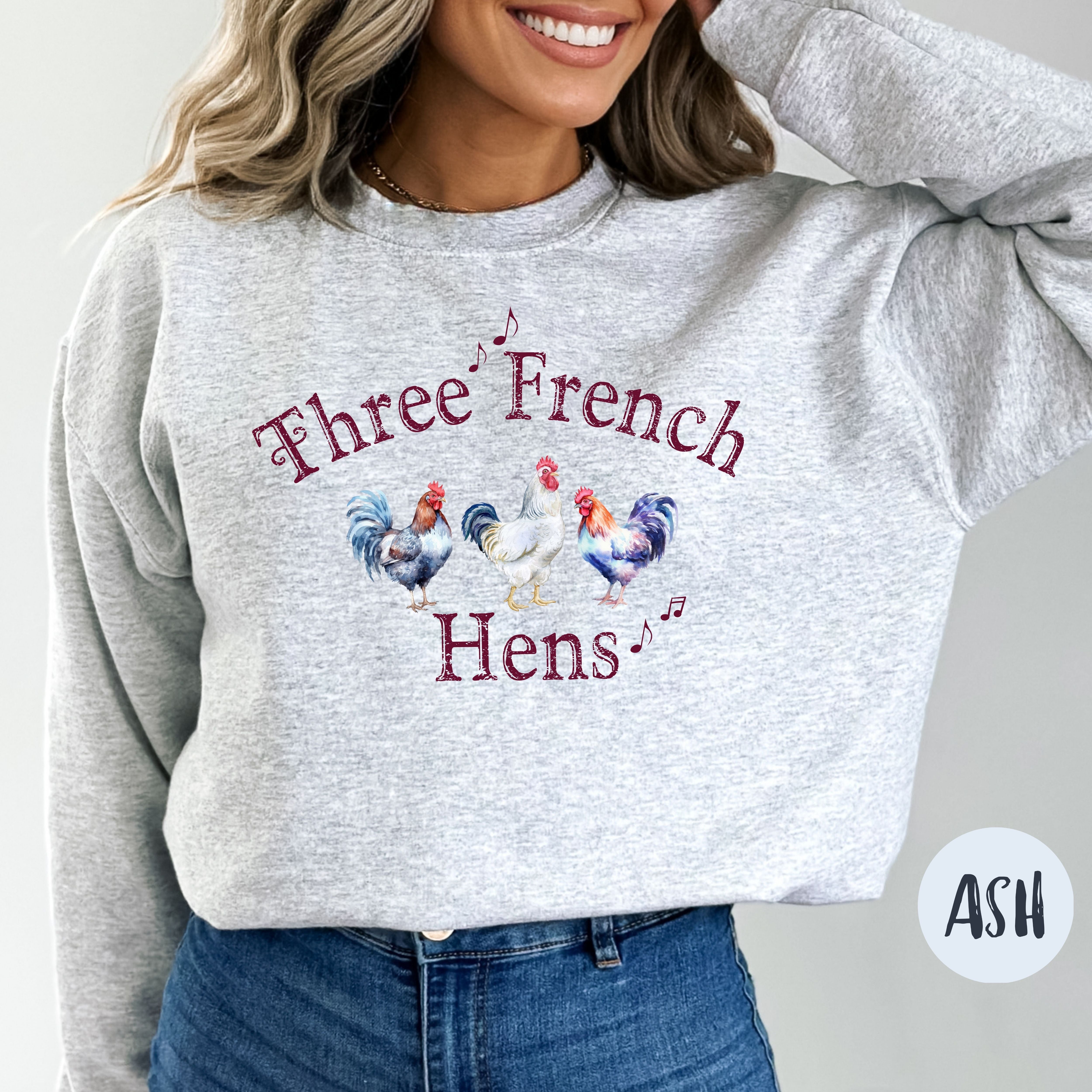 Three French Hens Christmas Gift Sweatshirt
