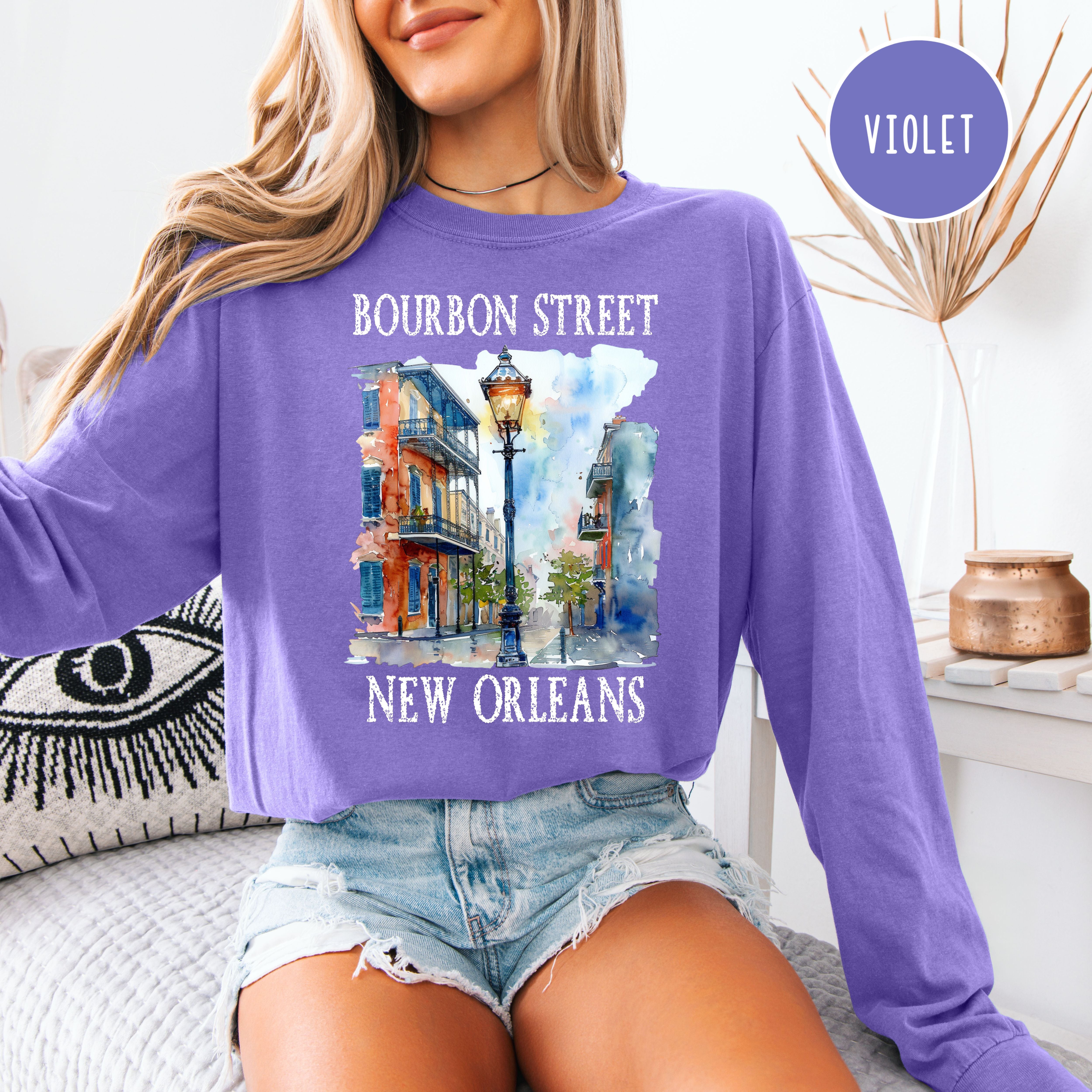 Bourbon Street New Orleans Unisex Long Sleeve Comfort Colors T-Shirt