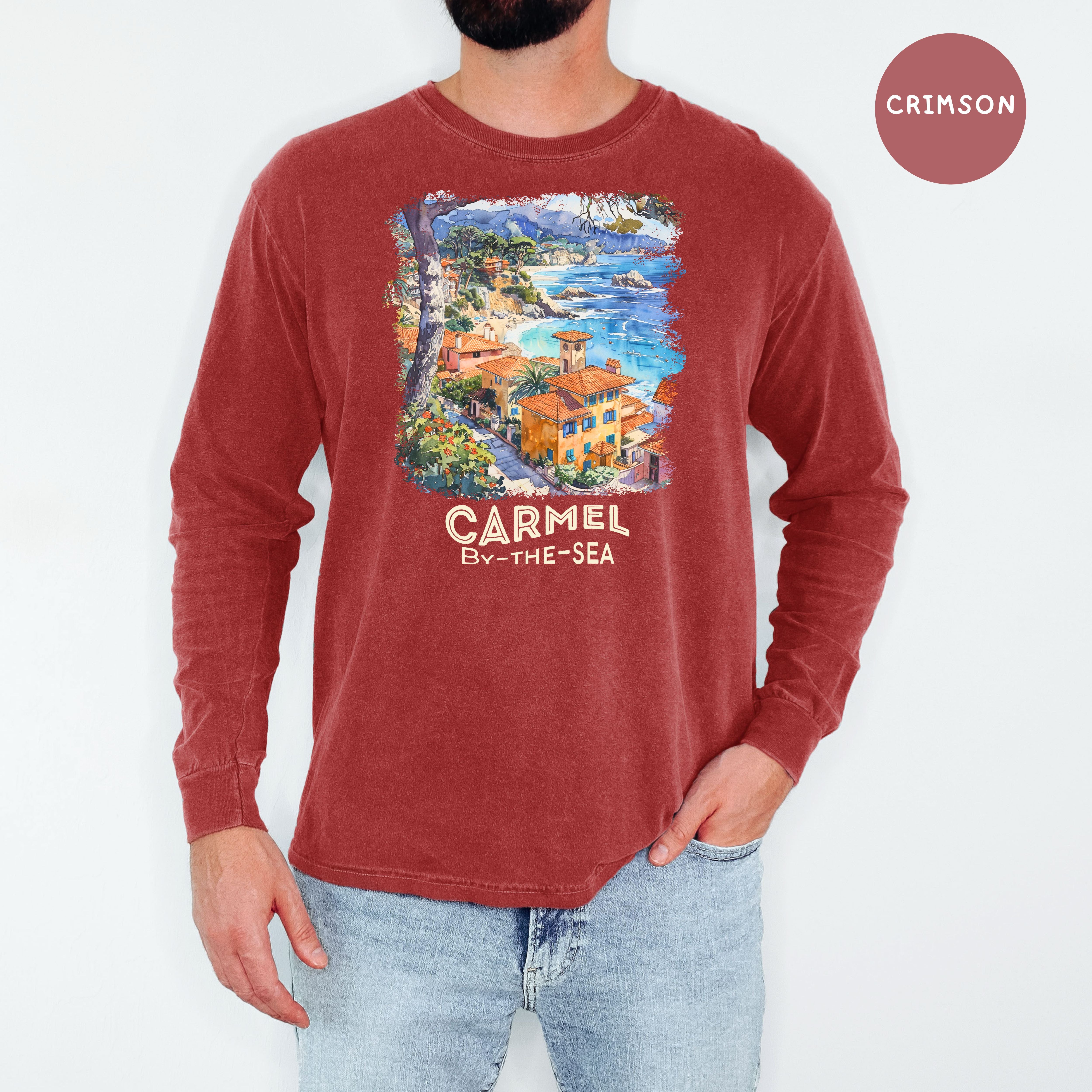 Carmel By The Sea Unisex Long Sleeve Comfort Colors T-Shirt, Monterey Carmel Vacation Shirt