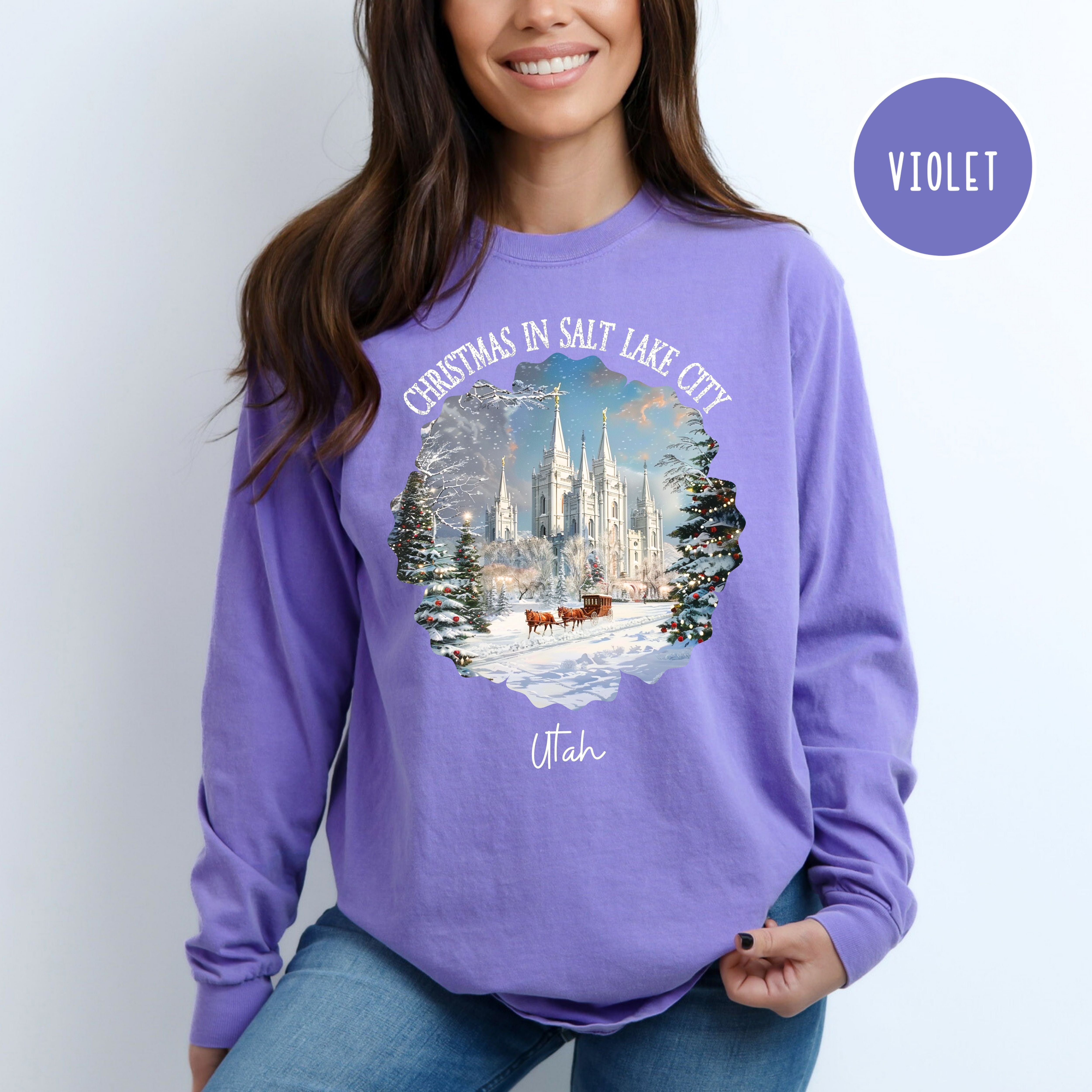 Christmas in Salt Lake City Utah Comfort Colors® Long Sleeve Tee