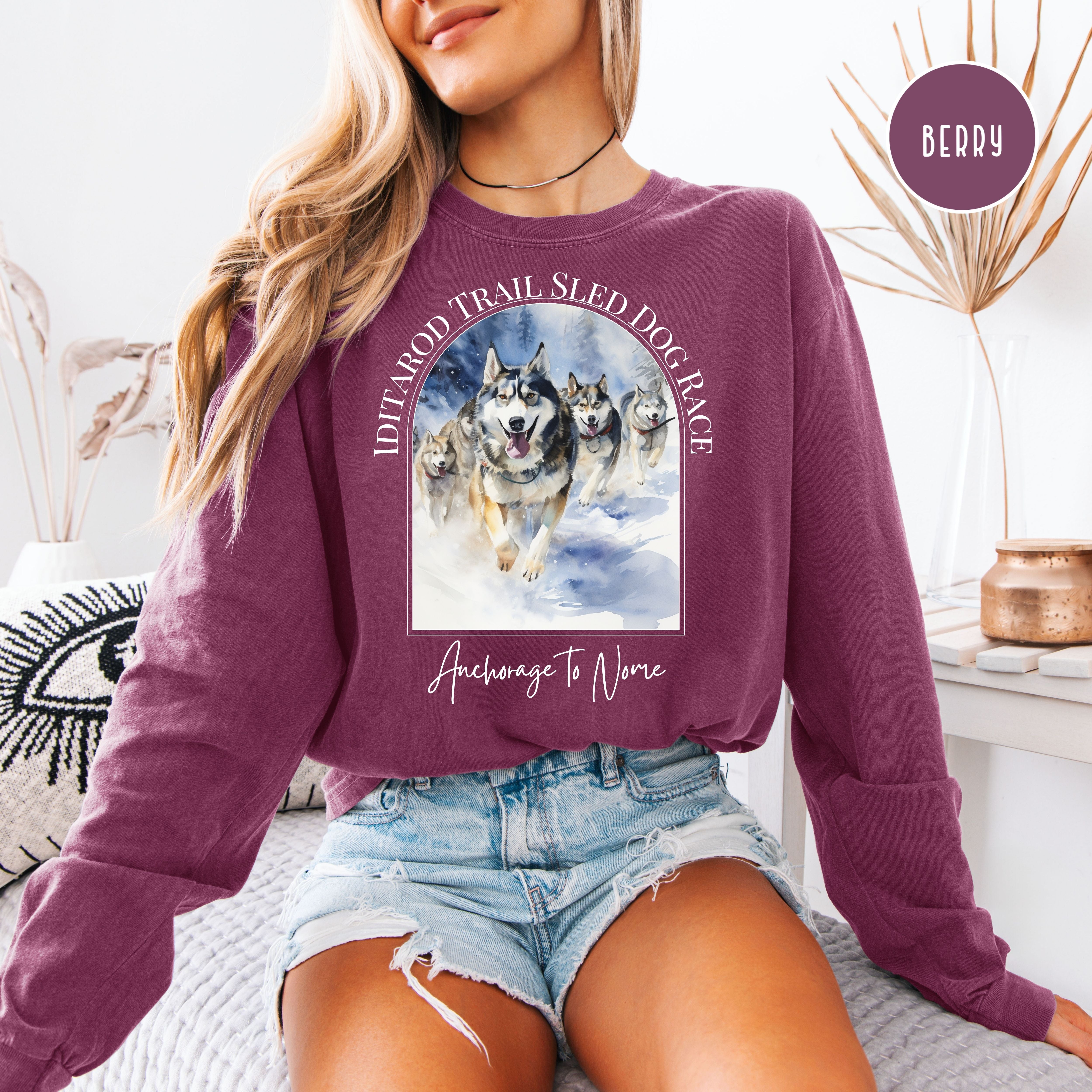Iditarod Dog Race Comfort Colors Long Sleeve Tee