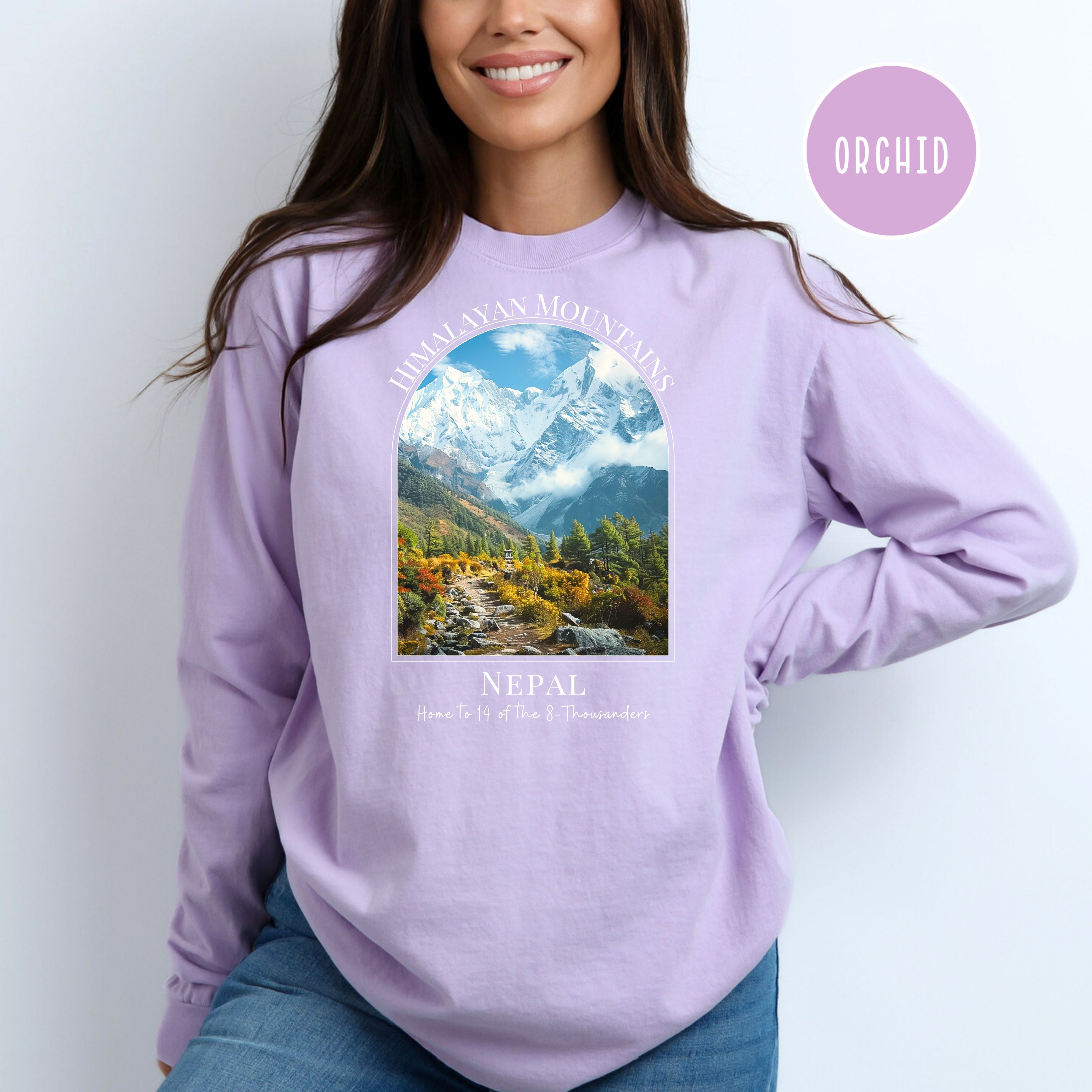 Himalayan Mountains Comfort Colors® Long Sleeve Tee